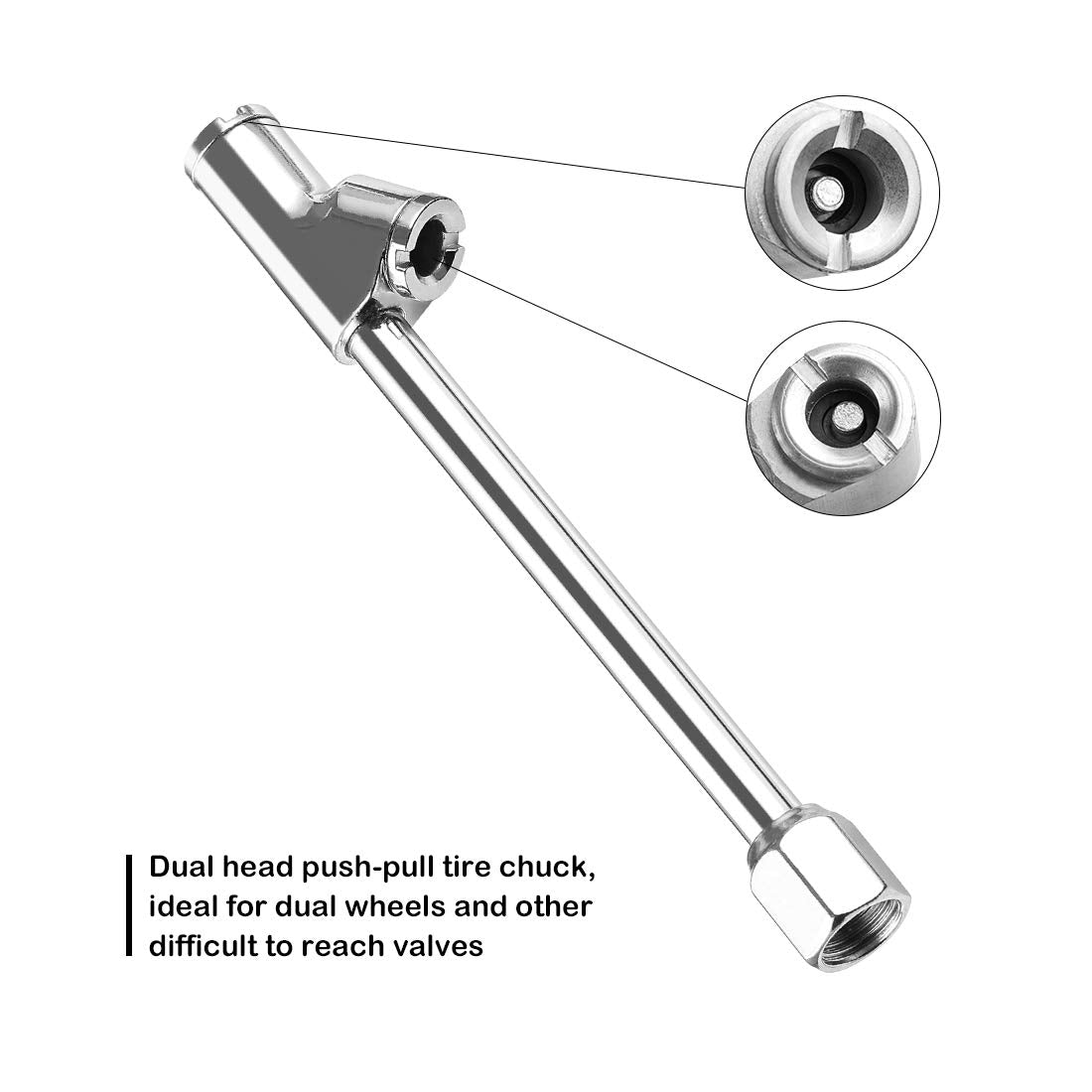 Czc Auto Inflatable Air Chuck Straight On Foot Dual Head Truck Tire Chuck 1/4'' Fnpt Extension Stem Compatible With Inflator Air