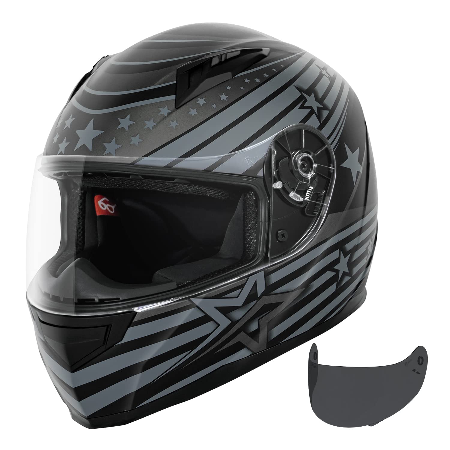 Vcan Vx Lightweight Full Face Motorcycle Street Bike Helmet With Extra Tinted Visor Dot Approved (Matte Black Galaxy, Large)