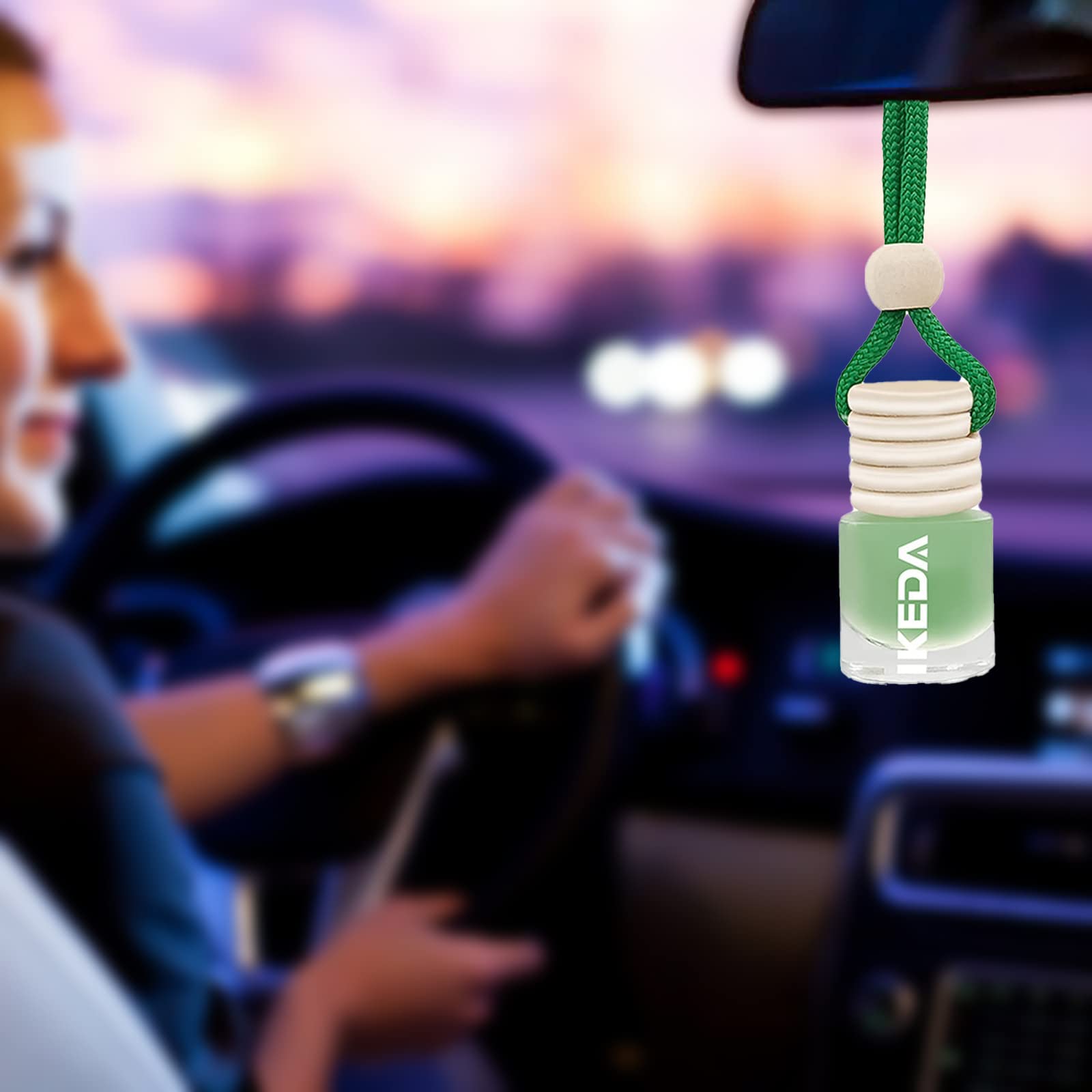 Ikeda Fragrance Car Air Freshener | 2Pcs Green Tea Scent | Long Lasting Keep Fragrance | Automobile Hanging Diffuser Bottles | R