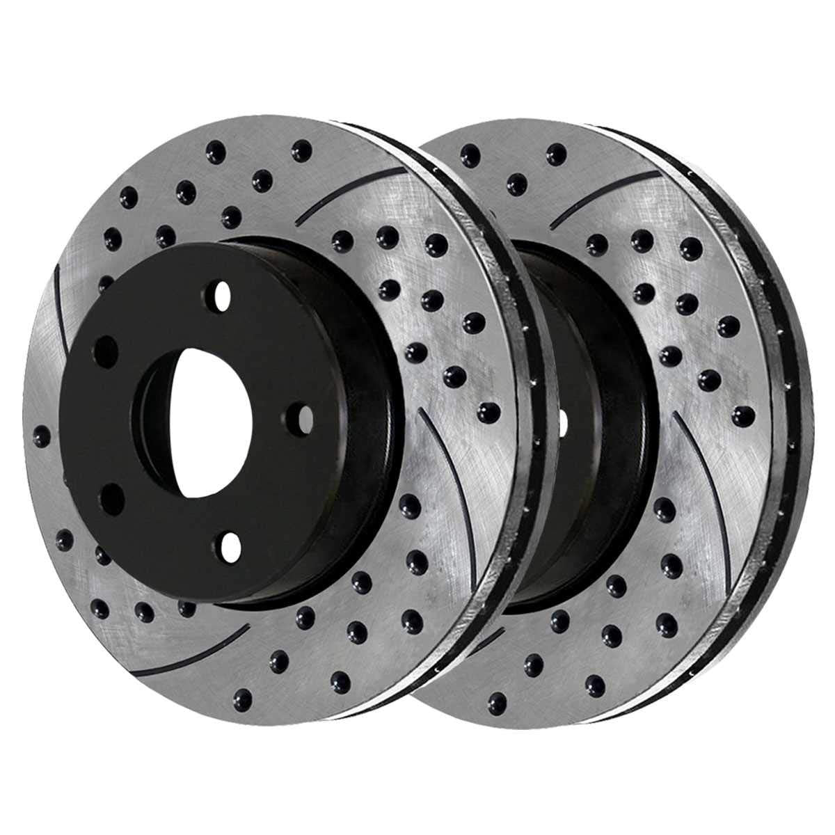 Autoshack Front And Rear Drilled Slotted Brake Rotors Black Set Of 4 Replacement For 2002-2018 Ram 1500 2004-2009 Dodge Durango 2007-2009 Chrysler Aspen 3.0L 3.6L 3.7L 4.7L 5.7L 4Wd Rwd Pr63007Pr63008