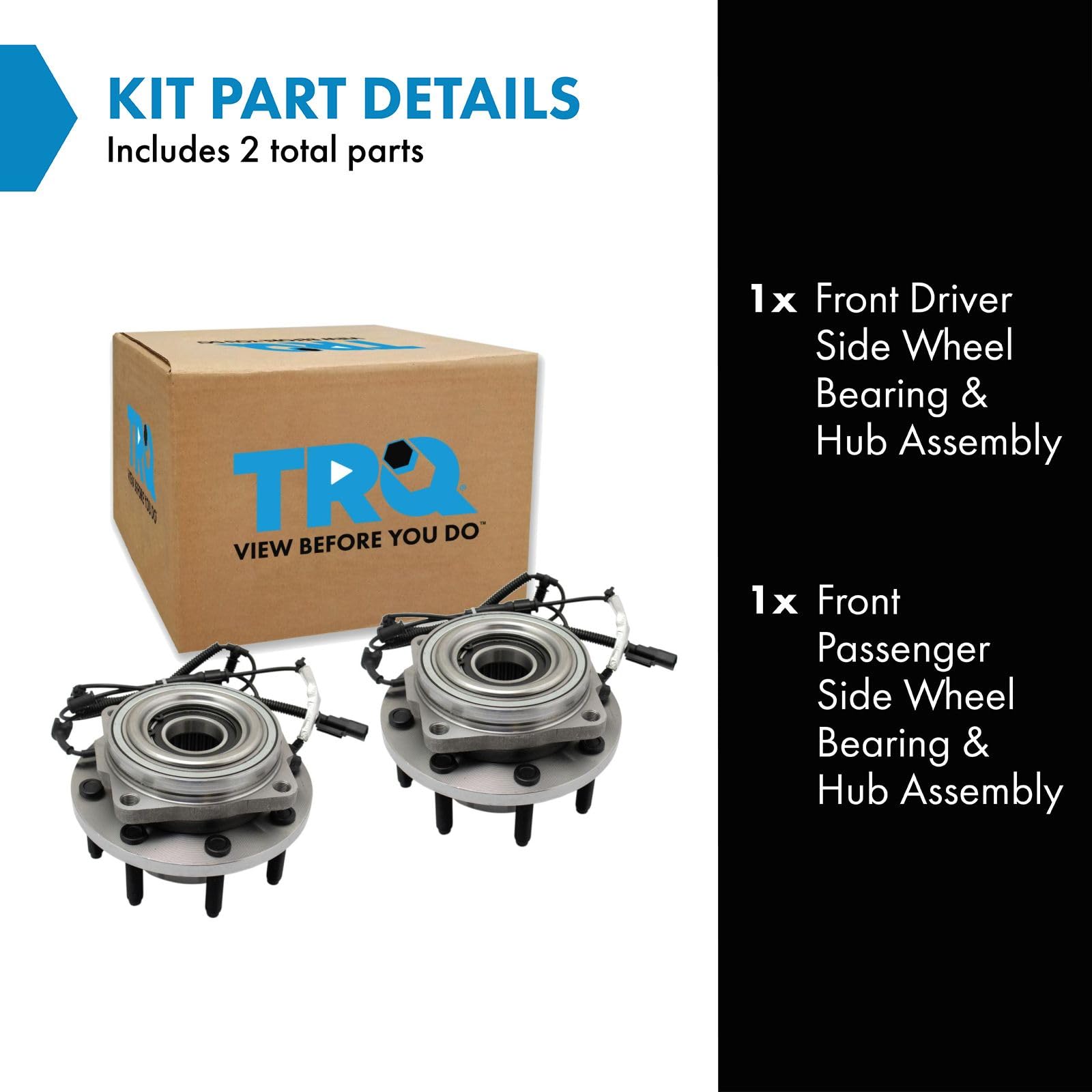 Trq Front Wheel Hub Bearings Assembly Set Compatible With 2017-2022 Ford F-250 Super Duty F-350 Super Duty