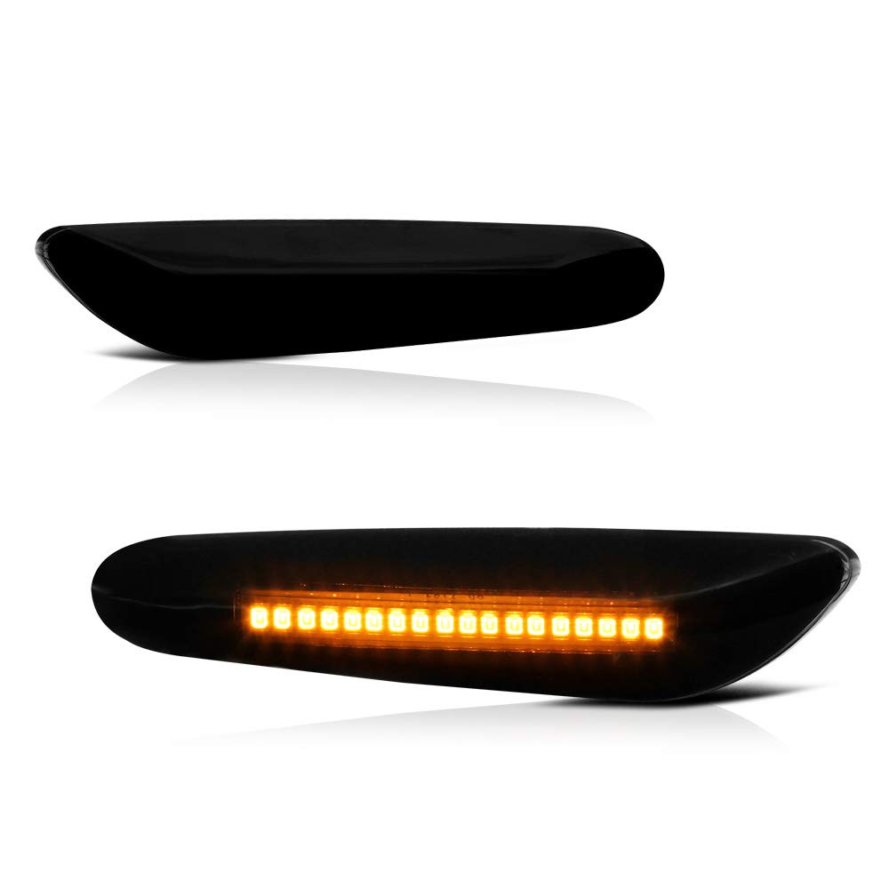 Vipmotoz Dark Smoked Lens Full Led Front Fender Side Marker Light Turn Signal Lamp Assembly Replacement For Bmw E82 E88 E90 E91 E92 E93 E60 E61 E83, Driver & Passenger Side