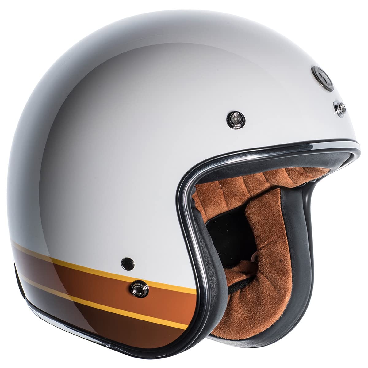 TORC T-50 Retro Motorcycle Helmet, Gloss White Iso Bar, Large, Plastic ABS, Open Face Design
