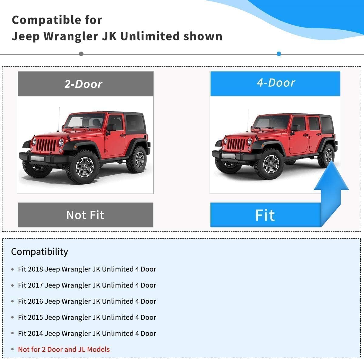 Oedro Floor Mats Fit For 2014-2018 Jeep Wrangler Jk Unlimited Jku 4 Door (Not For 2 Door And Jl Models), Black Tpe All Weather C
