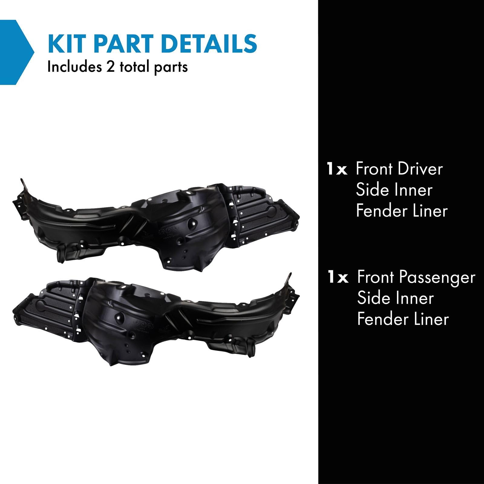 Trq Front Inner Fender Liner Set Compatible With 2020-2022 Toyota Corolla To1248232 To1249232