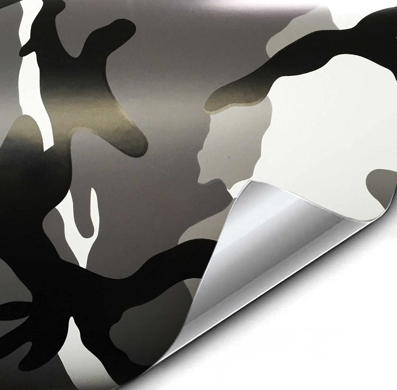 Vvivid Vinyl Camouflage Pattern Wrap Air-Release Adhesive Film Sheets (100Ft X 5Ft, Snow Camouflage)