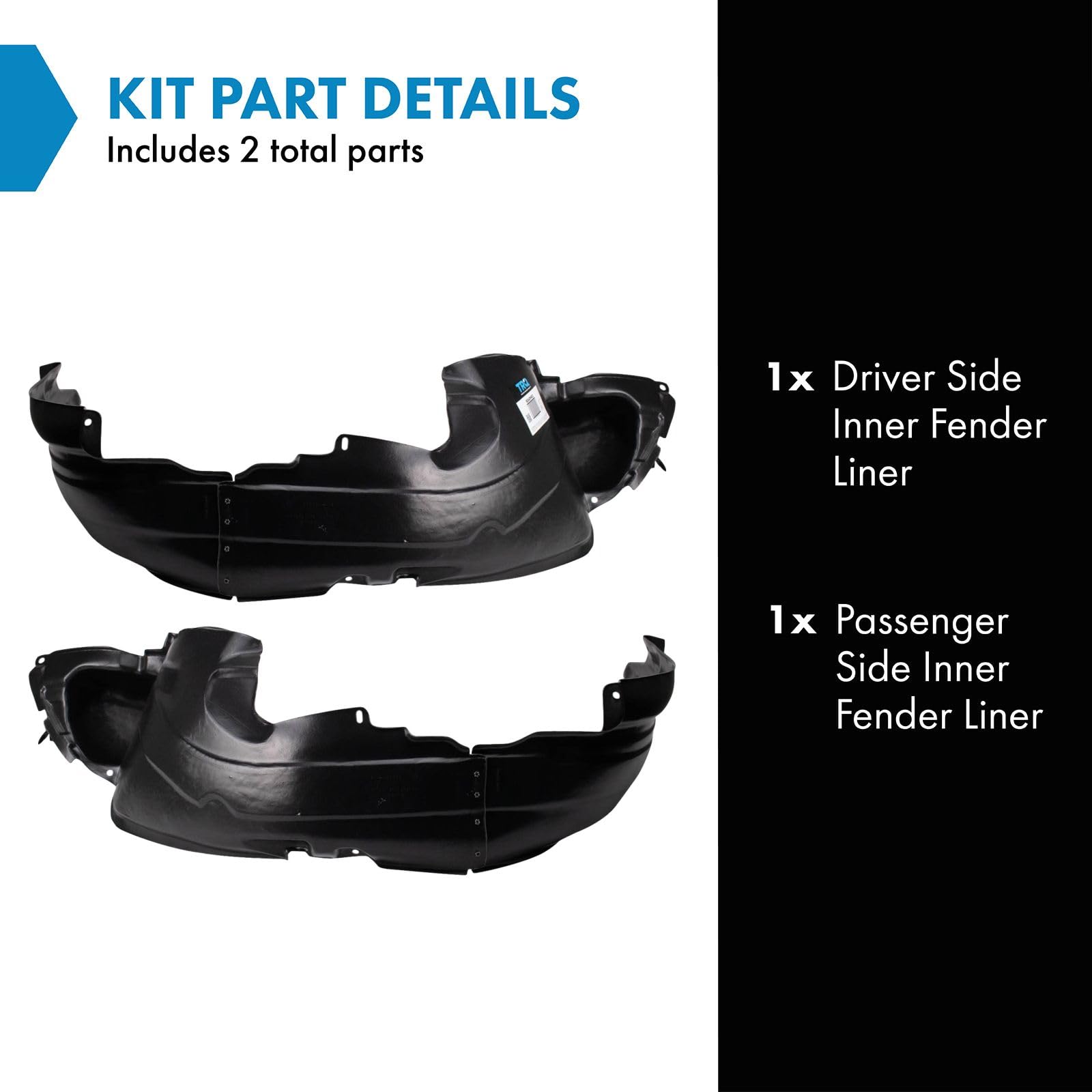 Trq Inner Fender Liner Set Compatible With 2007-2009 Hyundai Santa Fe Hy1250114 Hy1251114