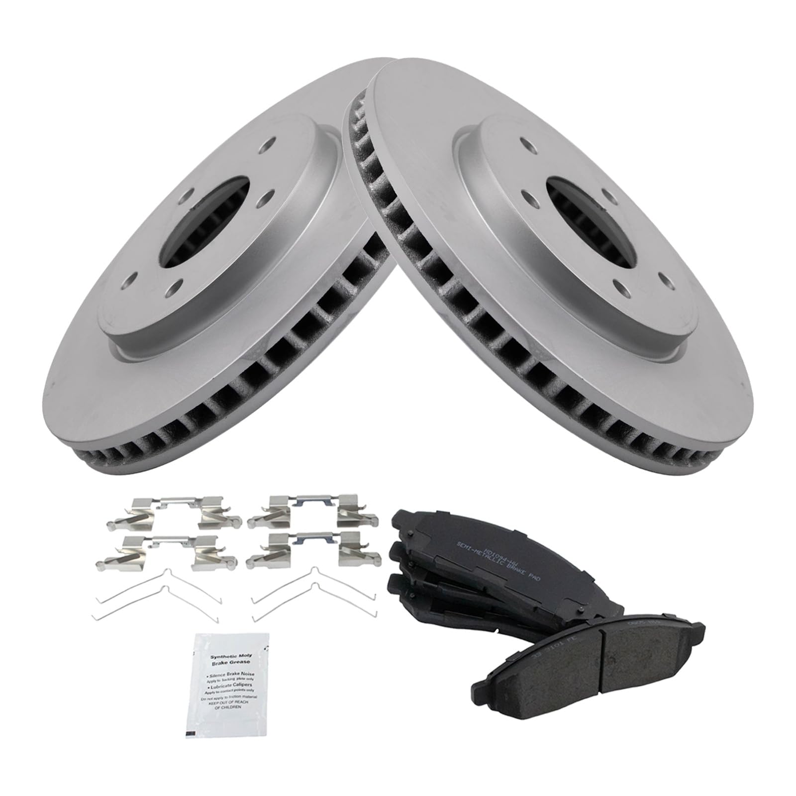 Trq Front Brake Pad & Rotor Kit Brake Pads Brake Rotor Semi-Metallic Premium G-Coated Compatible With 2011-2014 Nissan Leaf 2013