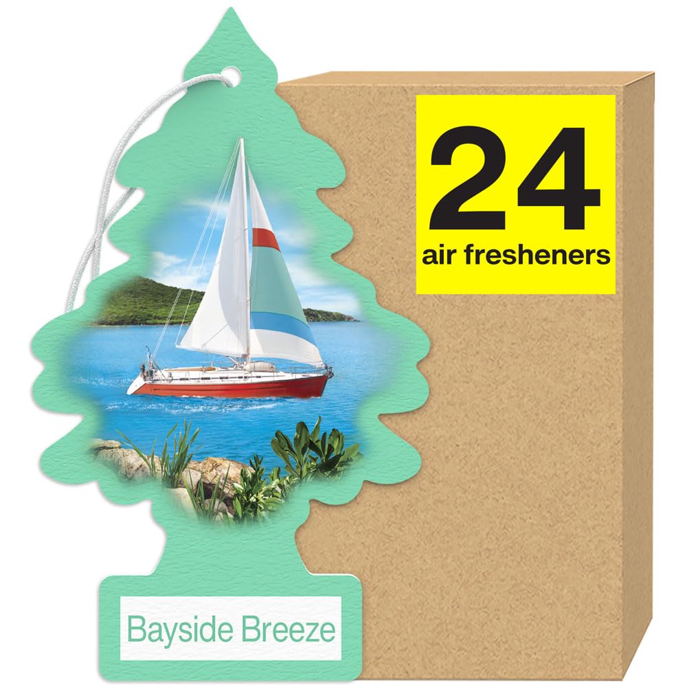 Little Trees Air Fresheners Car Air Freshener. Hanging Tree Provides Long Lasting Scent For Auto Or Home. Bayside Breeze, 24 Air
