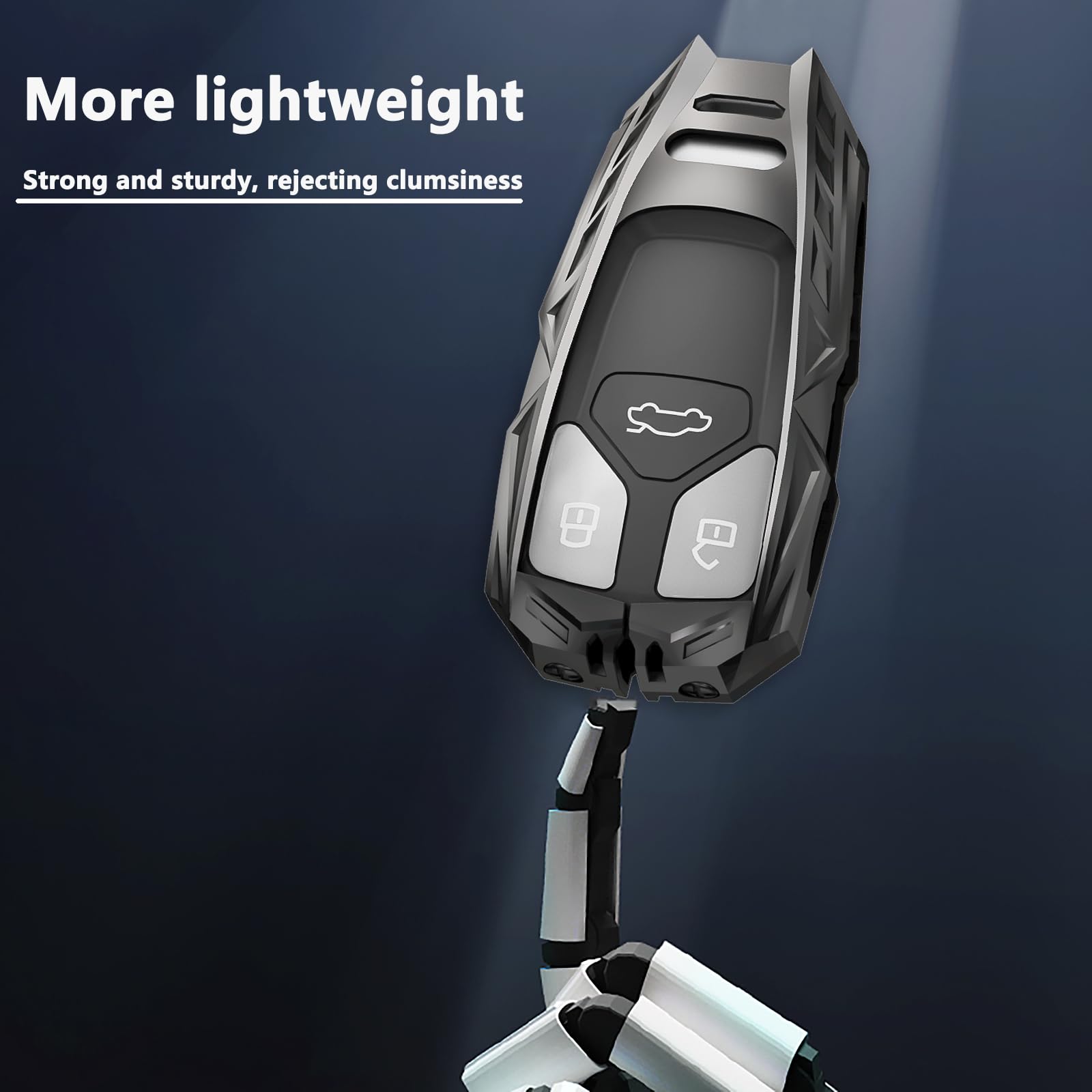 SLAKNOK Audi Key Fob Cover - Stylish Zinc Alloy Protection Case, Gun Color, Compatible with A3 A4 A5 Q5 Q7 TT TTS R8 S4 S5 RS
