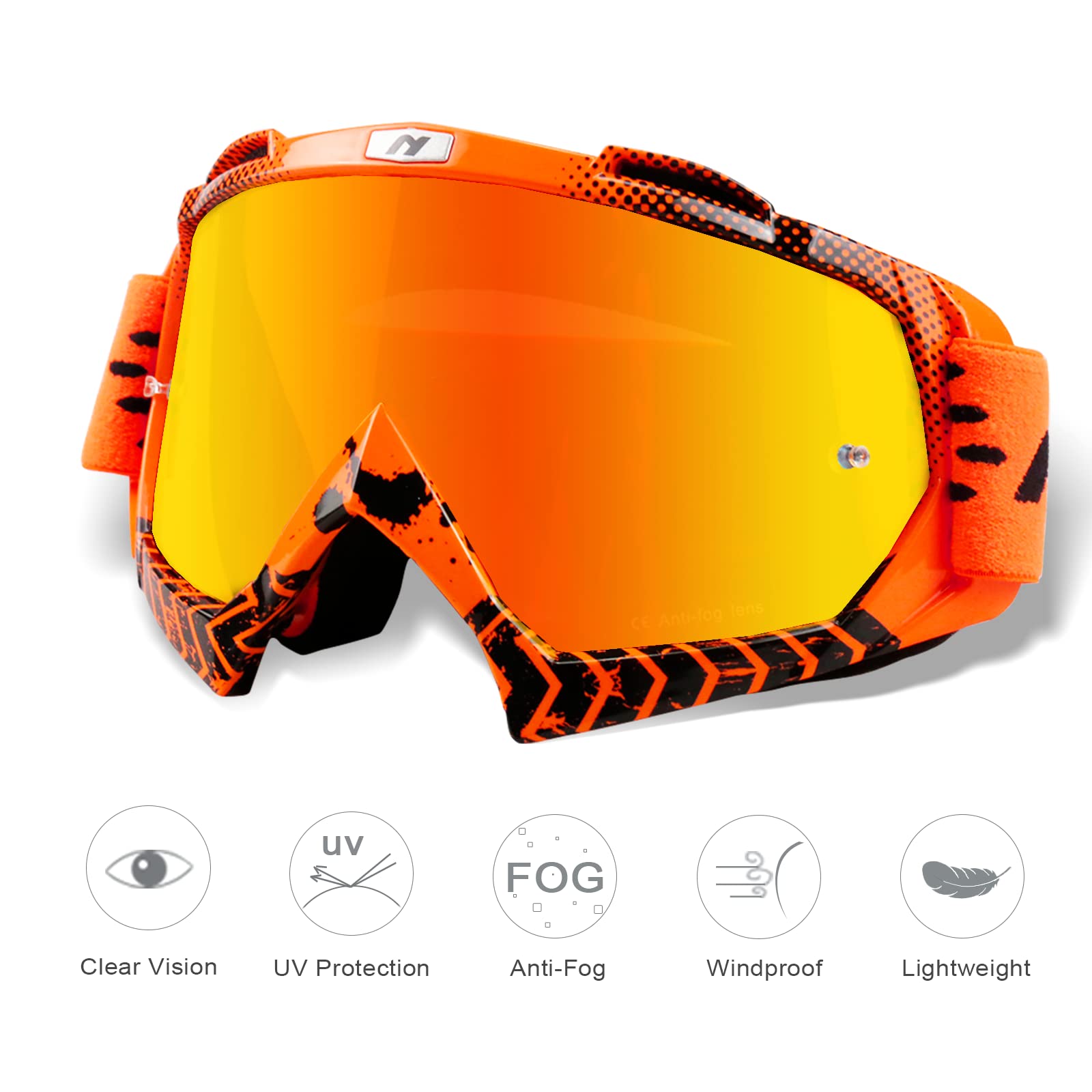 NENKI Dirt Bike Goggles for Men Women Motocross Goggles Motorcycle Goggles MX ATV Goggles Off Road Goggles with Anti Fog Lens UV