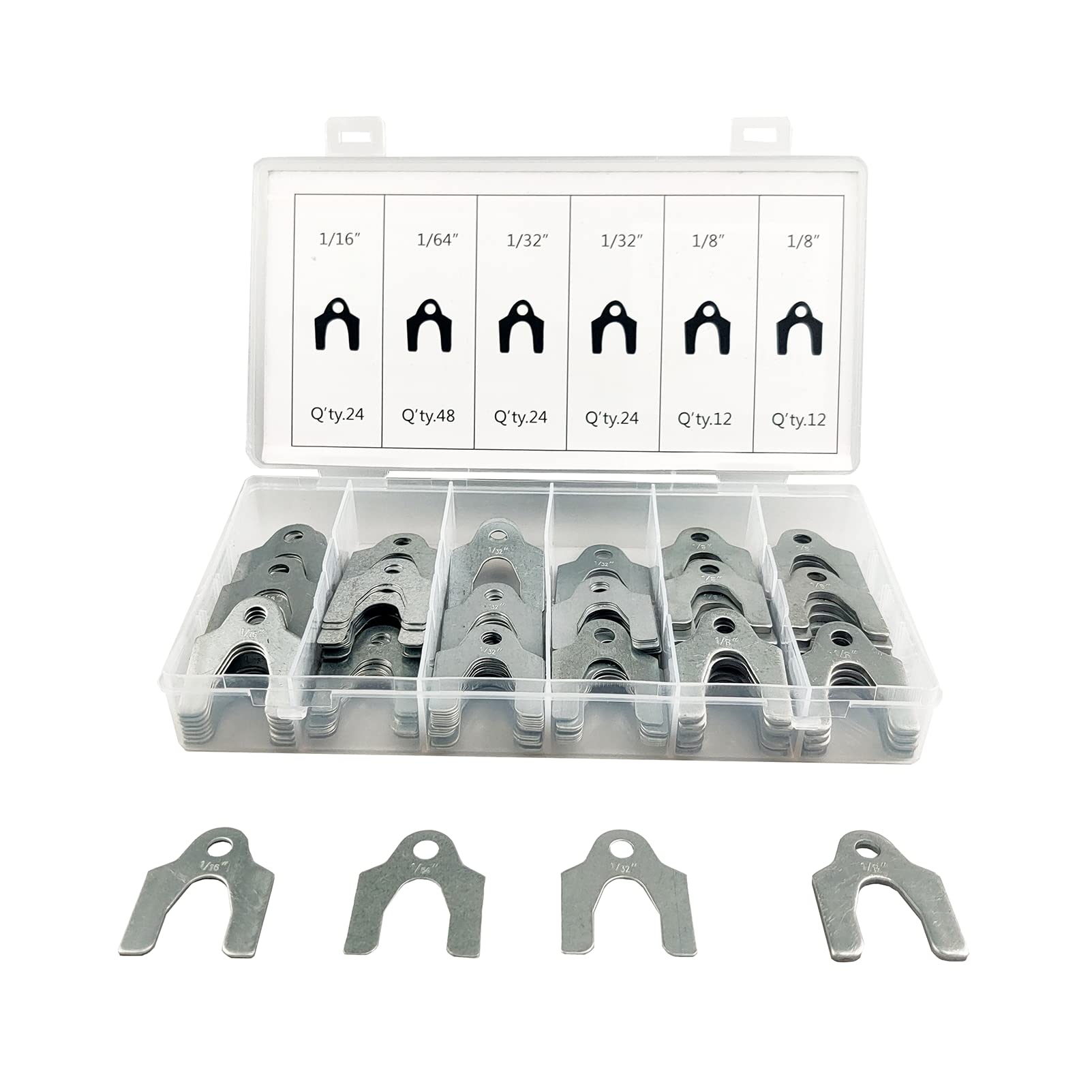 MUFFINMAN 144 Pieces Auto Alignment Shims Set - 1/16" to 1/8" Silver Assortment, Model MF-144