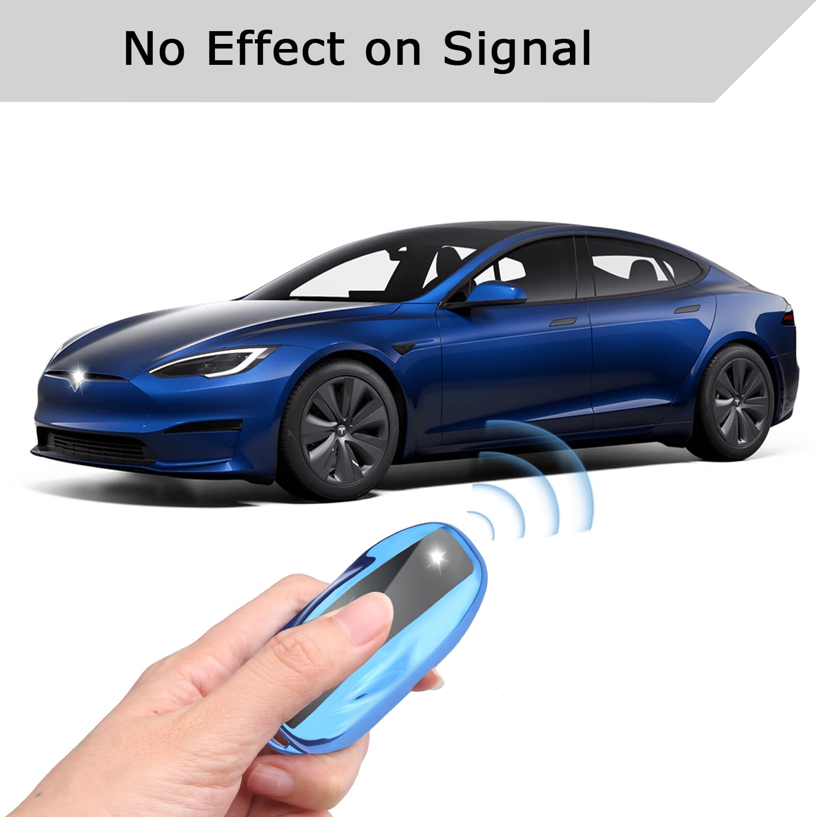 Qbuc For Tesla Key Fob Cover With Keychain Soft Tpu Protection Case Compatible With Tesla Model S (Blue)