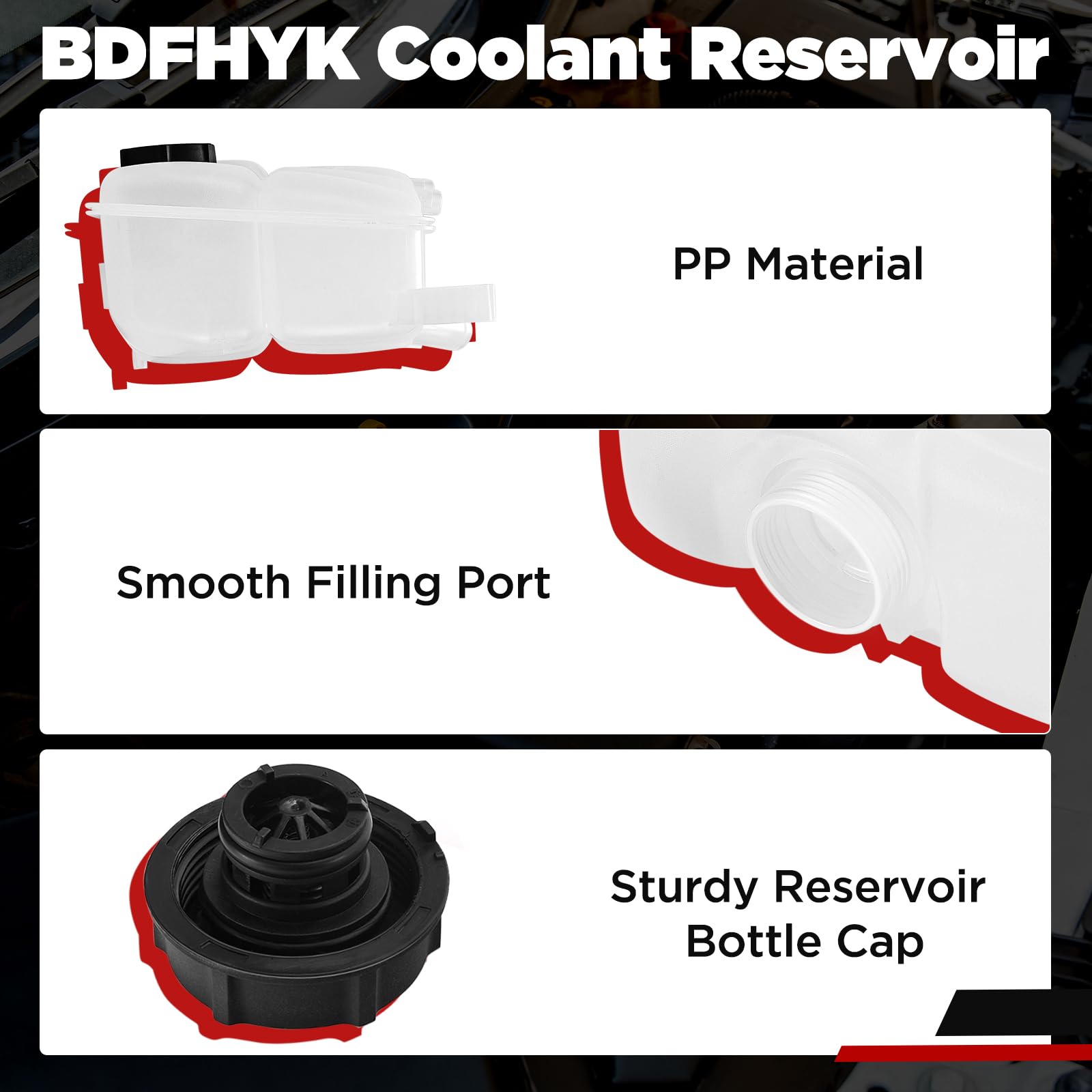 Bdfhyk Engine Coolant Expansion Reservoir Overflow Tank Compatible With Ford C-Max Escape Focus Transit Connect Replace 603-382 Cv6Z-8A080-A Fo3014109 Fo3014110 8V61-8K218-Ae Cv6Z8A080A 8V618K218Ae