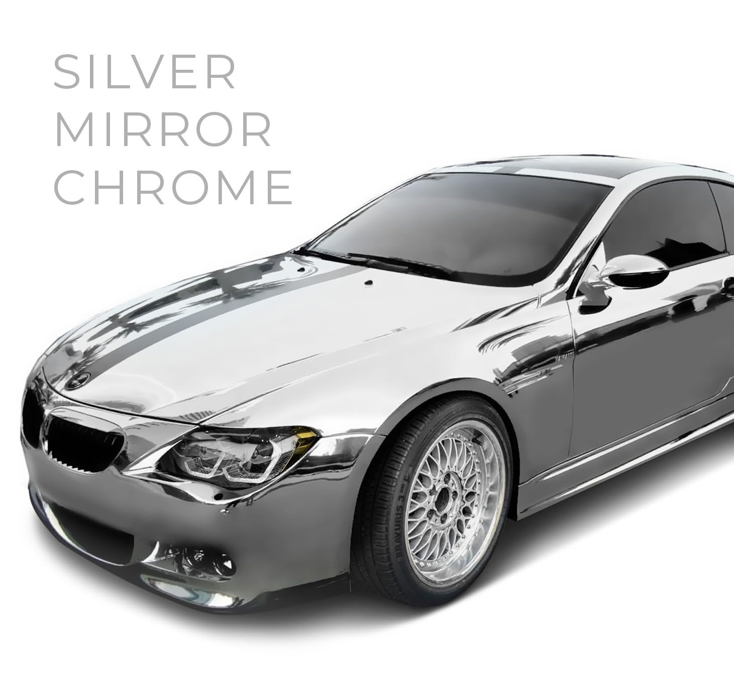 Vvivid Gloss Chrome Silver Vinyl Wrap Adhesive Film Roll Air Release Diy Decal Sheet (3Ft X 5Ft)