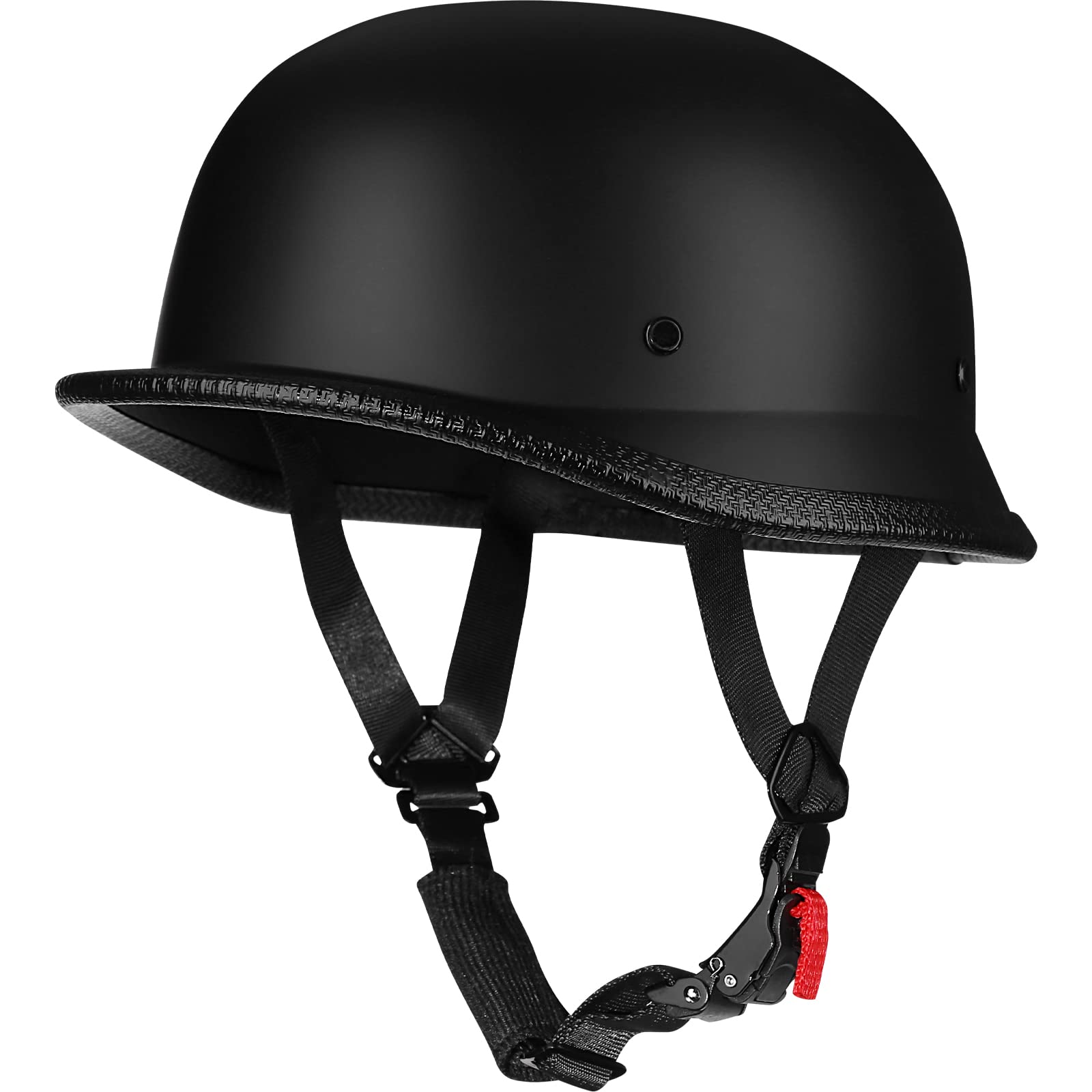 Yesmotor Helmet Half Shell German Motorcycle Helmet with Cycling Glasses - DOT Approved (Medium, Matte Black & Black)