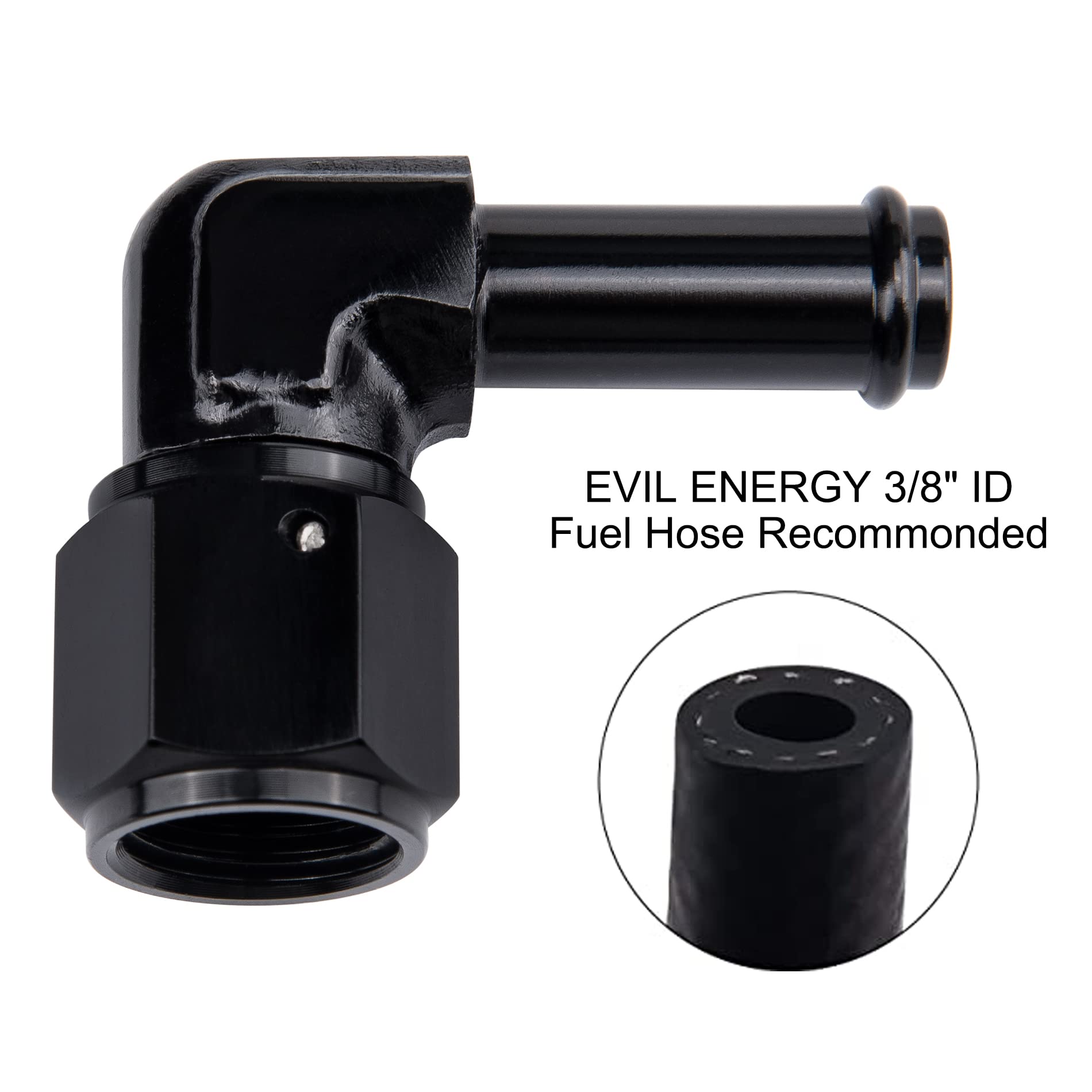 EVIL ENERGY 6AN Female to 3/8'' Barb Hose Fitting 90 Degree Swivel 2PCS