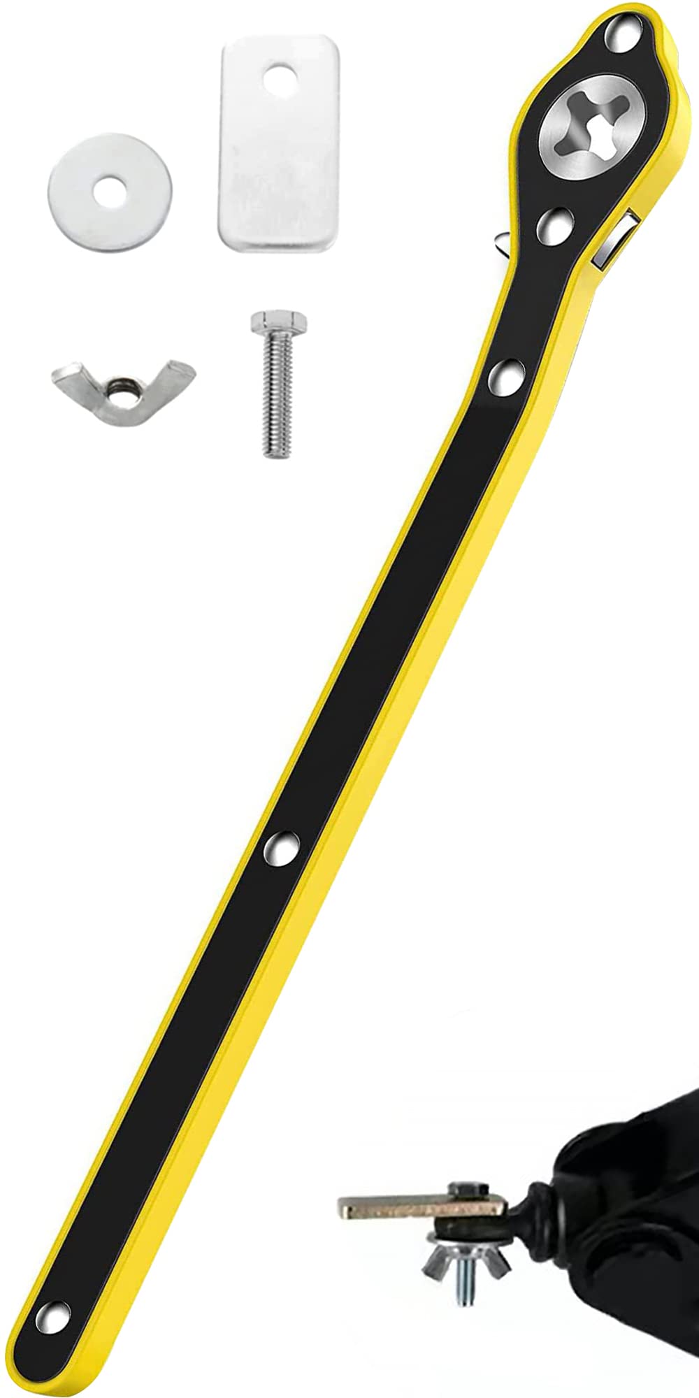 Car Jack Wrench, 360° Swivel Labor-Saving Car Jack Ratchet Wrench With Long Handle, Scissor Jack Lift Speed Handle Tool For Travel, Van, Suv And Other Vehicles