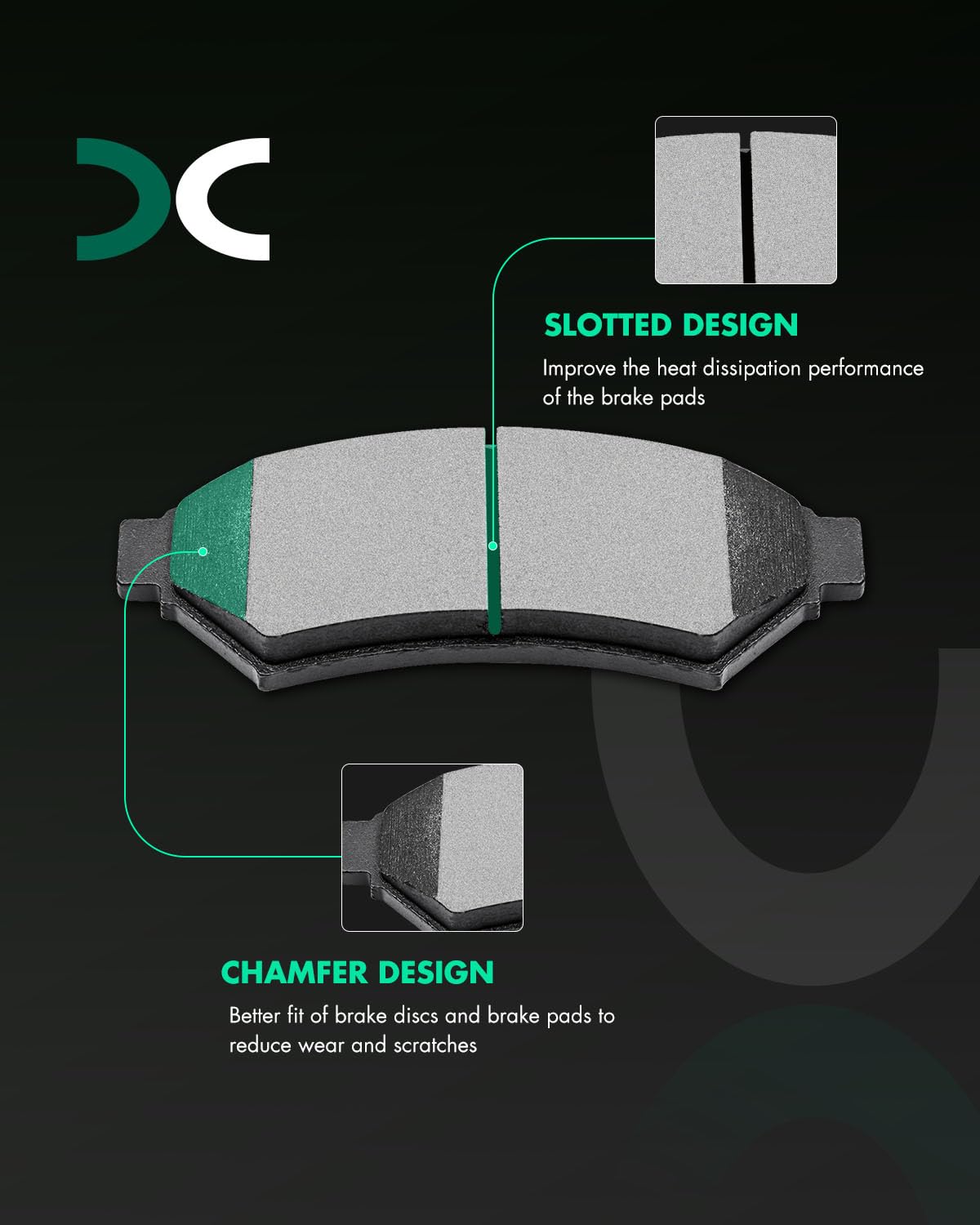 Scitoo D1075 Front Ceramic Brake Pads Sets Fit For Buick Allure/Lacrosse/Terraza,For Chevrolet Uplander,For Pontiac Grand Prix 2