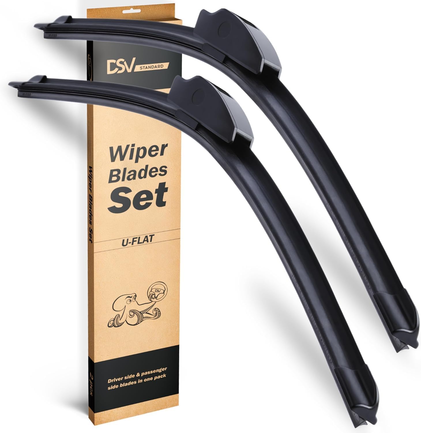 Oem Quality Windshield Wiper Blades, 24    And 24    Dsv Standard Car Wiper Blades With Universal U/J Hook, Automotive Replaceme