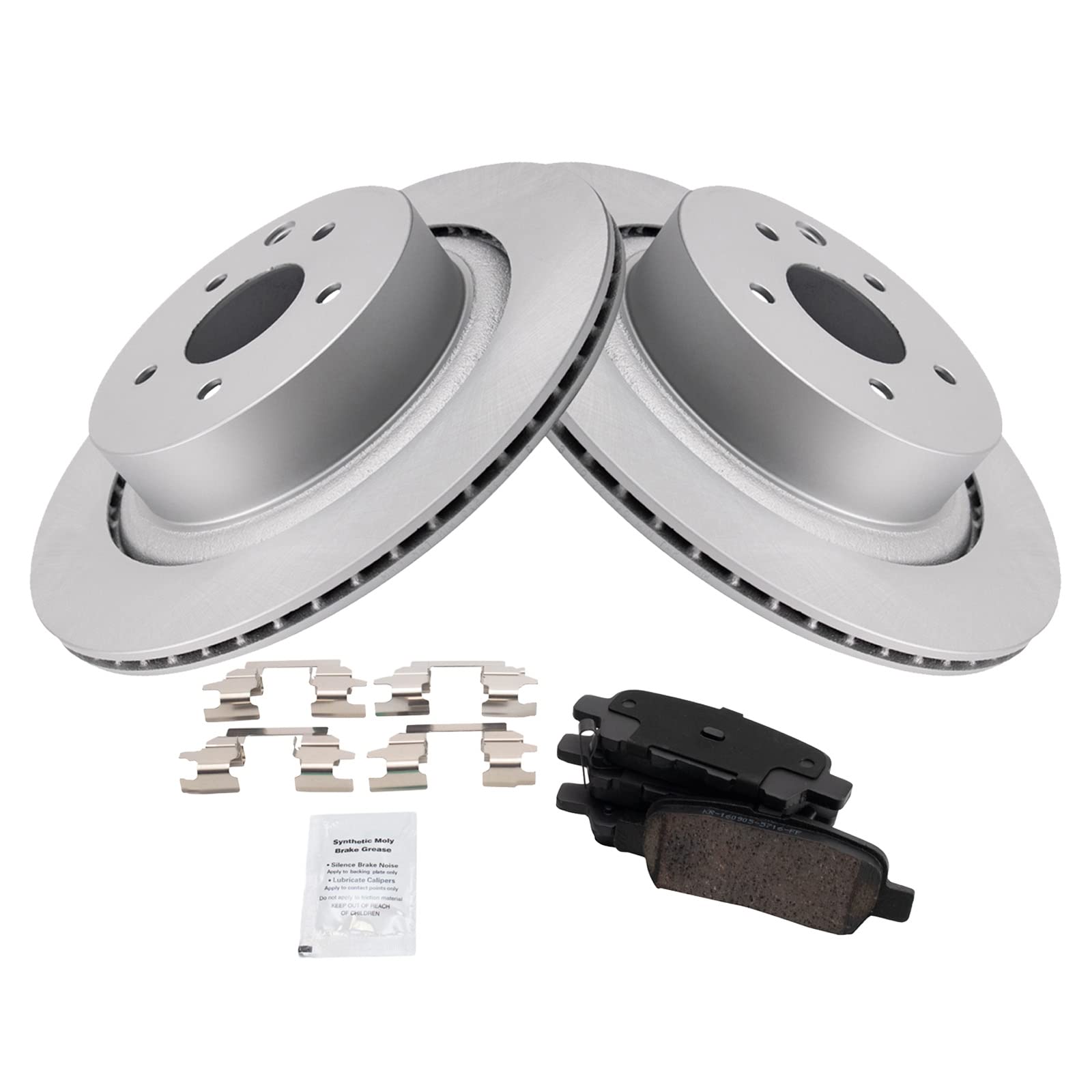 Trq Rear Brake Pad & Rotor Kit Brake Pads Brake Rotor Ceramic Premium G-Coated Compatible With 2008-2013 Infiniti G37 2014-2015