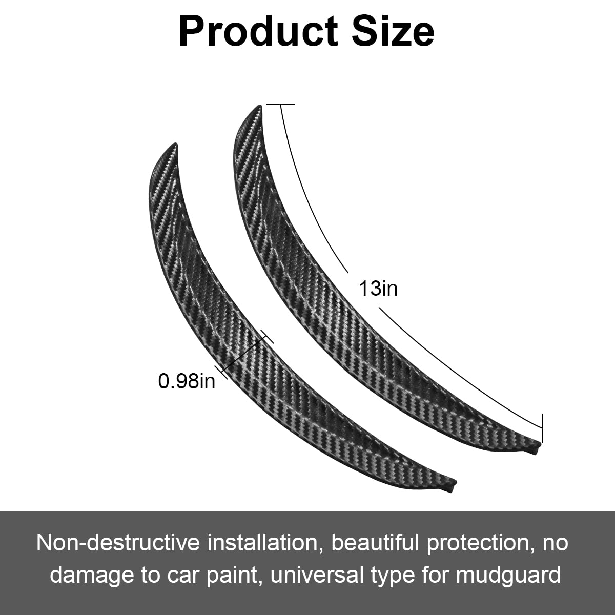 2Pcs Wheel Tires Eyebrow Strip, 3D Carbon Fiber Automotive Fender Flare Arch Lip Trim Strip, 13'' Anti Collision Wheel Mudguard