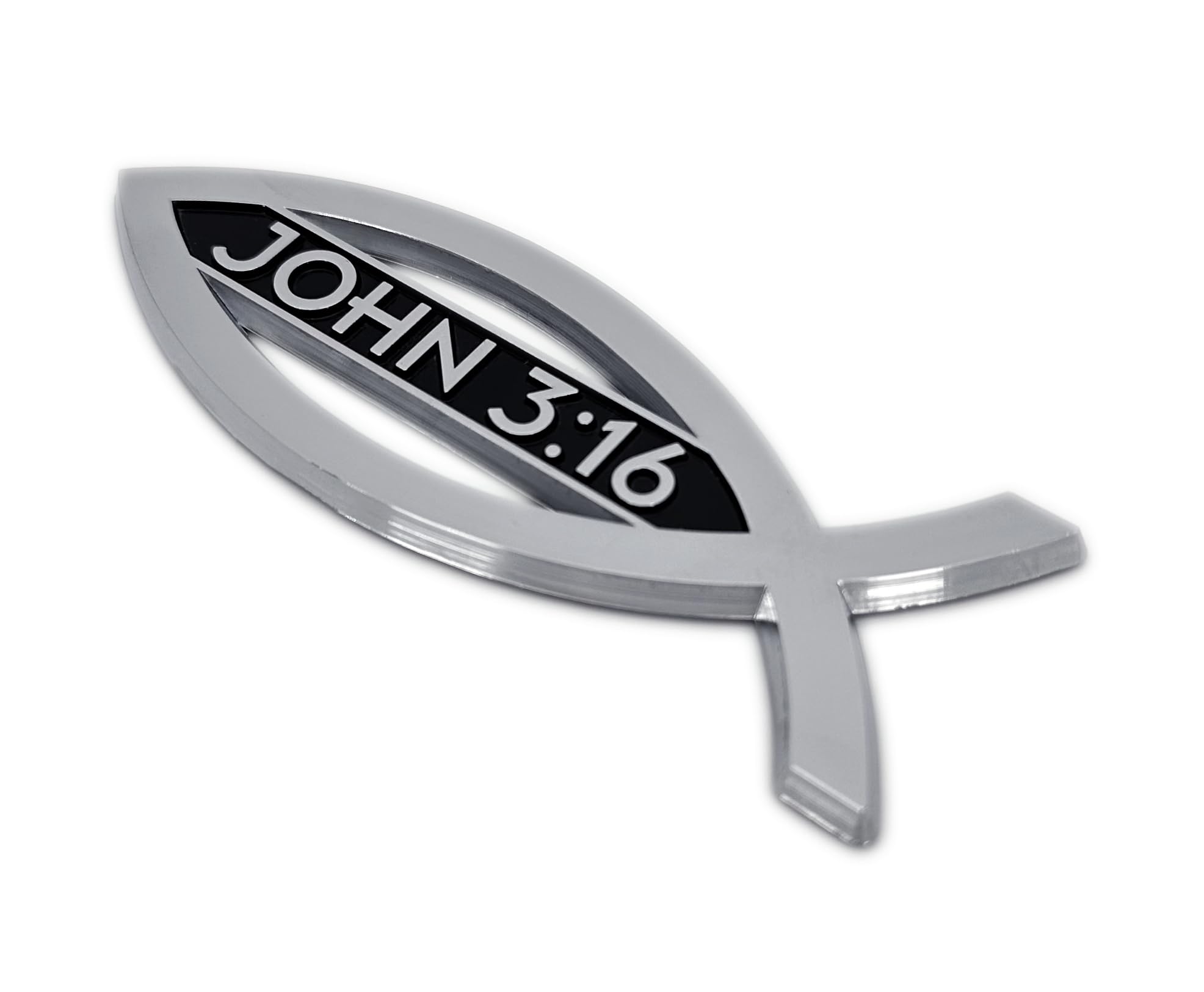 Elektroplate Christian Fish John 3:16 Chrome Auto Emblem