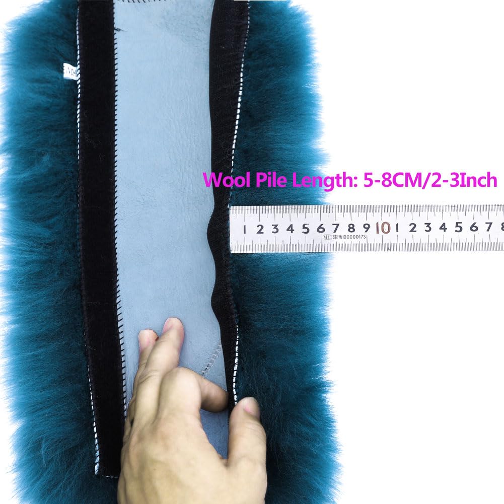 Long Wool Sheepskin Seat Belt Covers, Seatbelt Pads For Adults Kids Women Dogs Universal Car 2 Pack (Wolf Tipped)