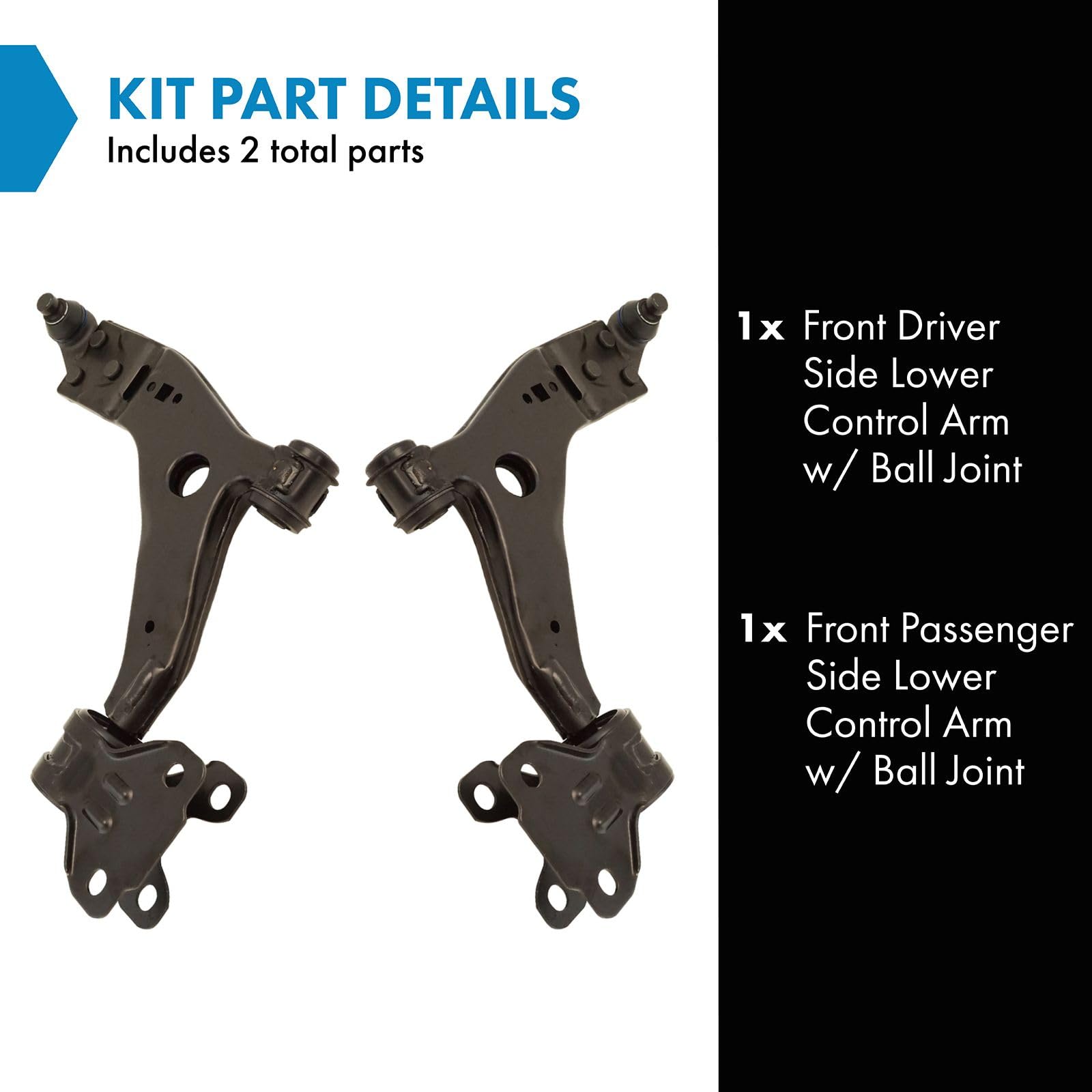 Trq Front Lower Control Arm With Ball Joint Set Compatible With 2013-2019 Ford Escape