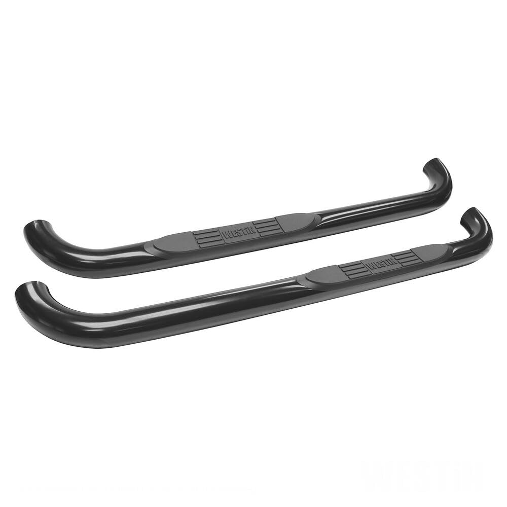 Westin 23-1405 E-Series 3 Round Nerf Bars Fits 1999-2013 Silverado Sierra 1500 1999-2004 2500Ld 2001-2014 2500Hd 3500 Standard Cab Black Pair