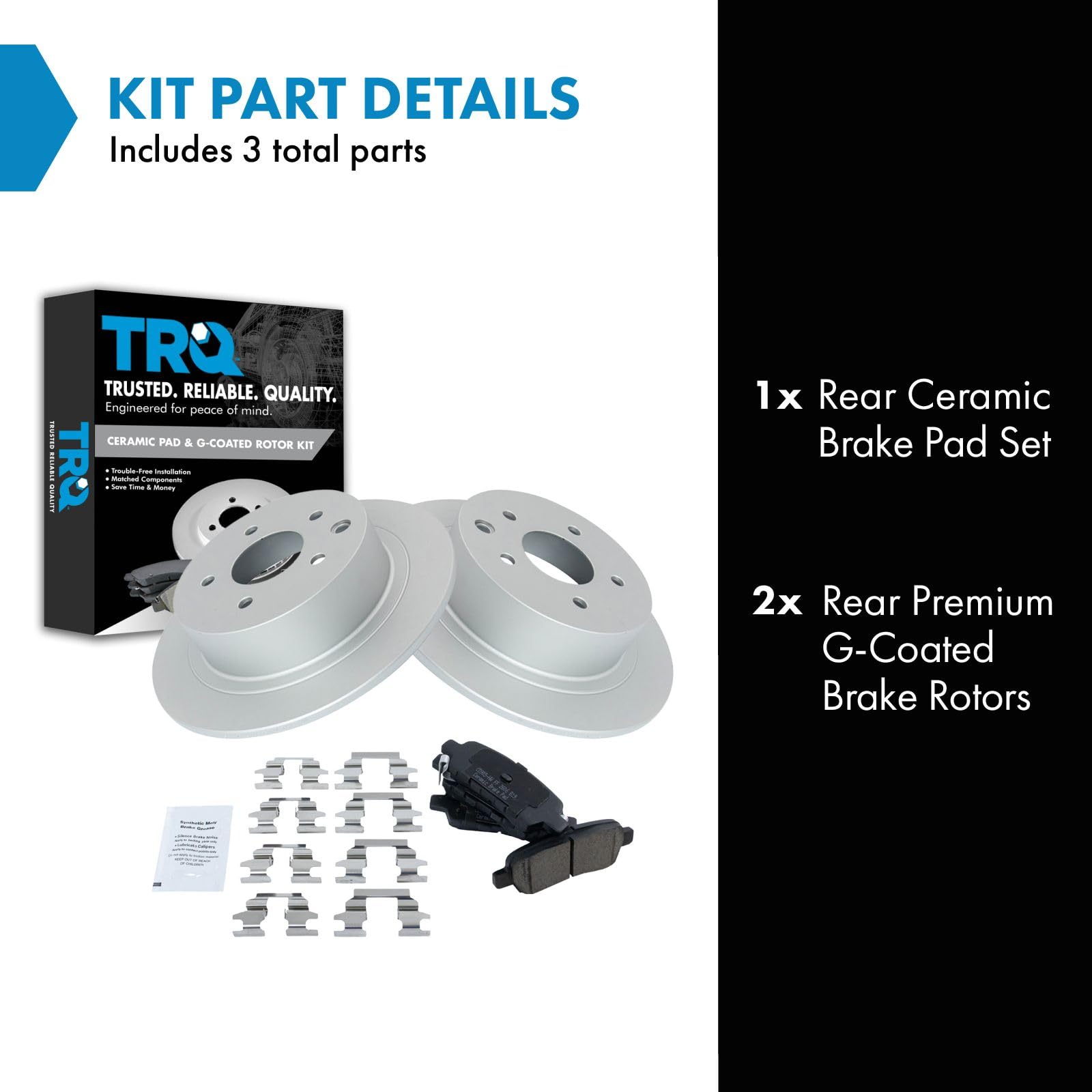 Trq Rear Brake Pad & Rotor Kit Brake Pads Brake Rotor Ceramic Premium G-Coated Compatible With 2002-2022 Nissan Altima 2011-2017