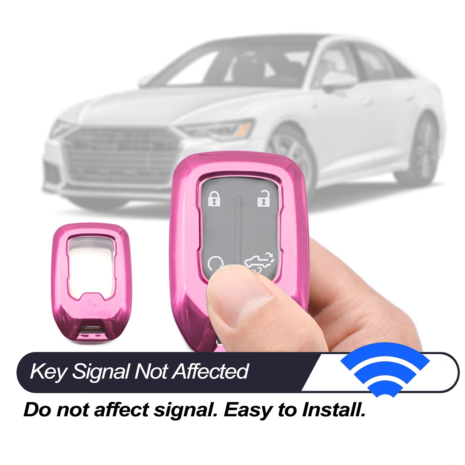 Compatible With 2020 2021 Chevrolet Chevy Silverado 1500 2500 3500 Suburban Tahoe Gmc Acadia Terrain Yukon Pink Tpu Key Fob Cove