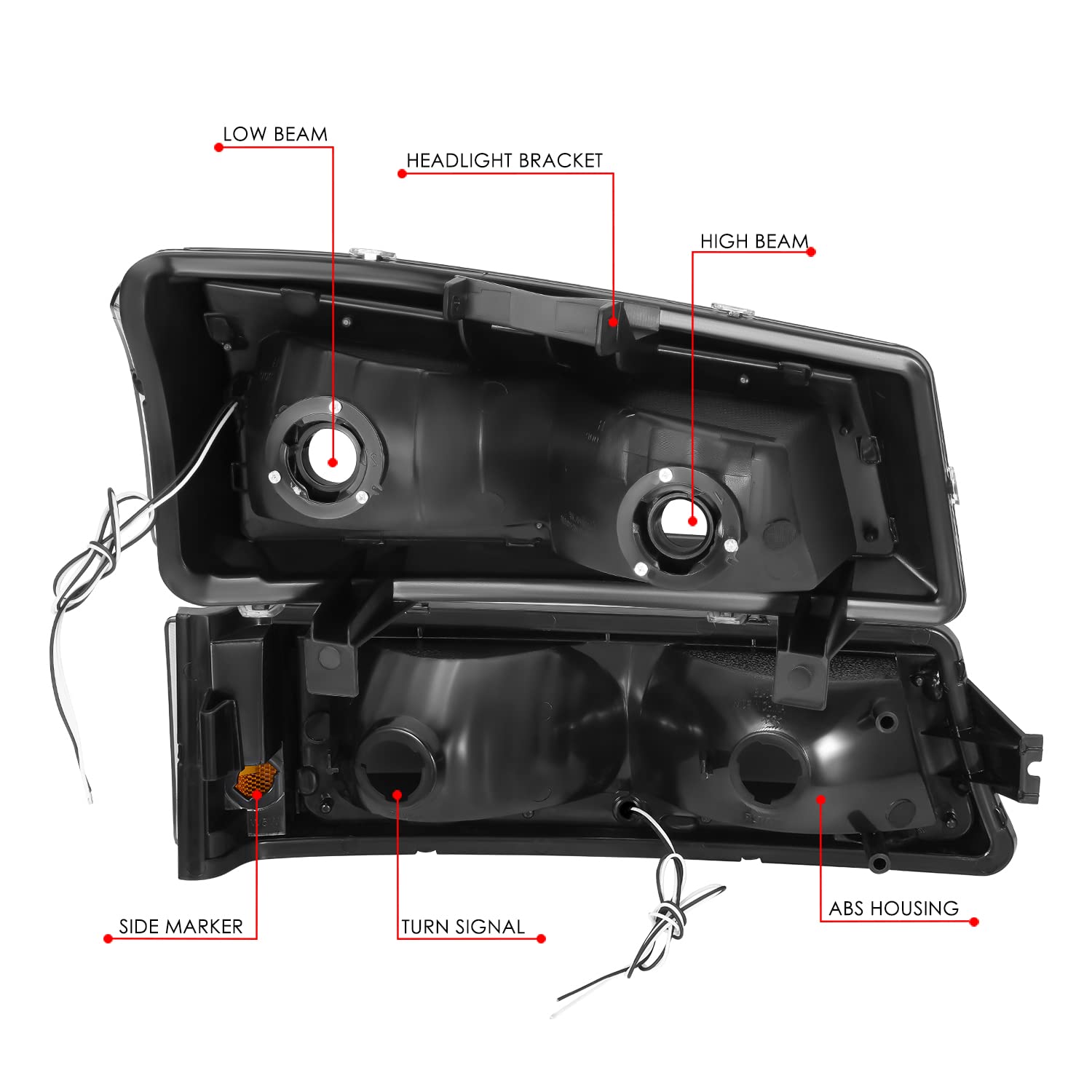 Dna Motoring Hl-Lb5-Csil03-Bk-Am Pair Of Led Drl Headlights W/Parking Turn Signal Compatible With 03-06 Avalanche 1500 2500 / Si