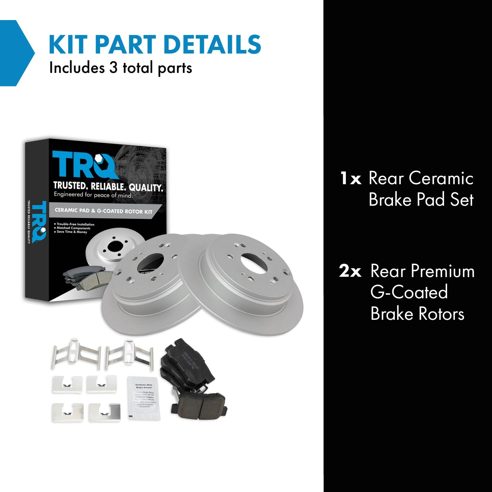 Trq Rear Brake Pad & Rotor Kit Brake Pads Brake Rotor Ceramic Premium G-Coated Compatible With 2007-2012 Acura Rdx