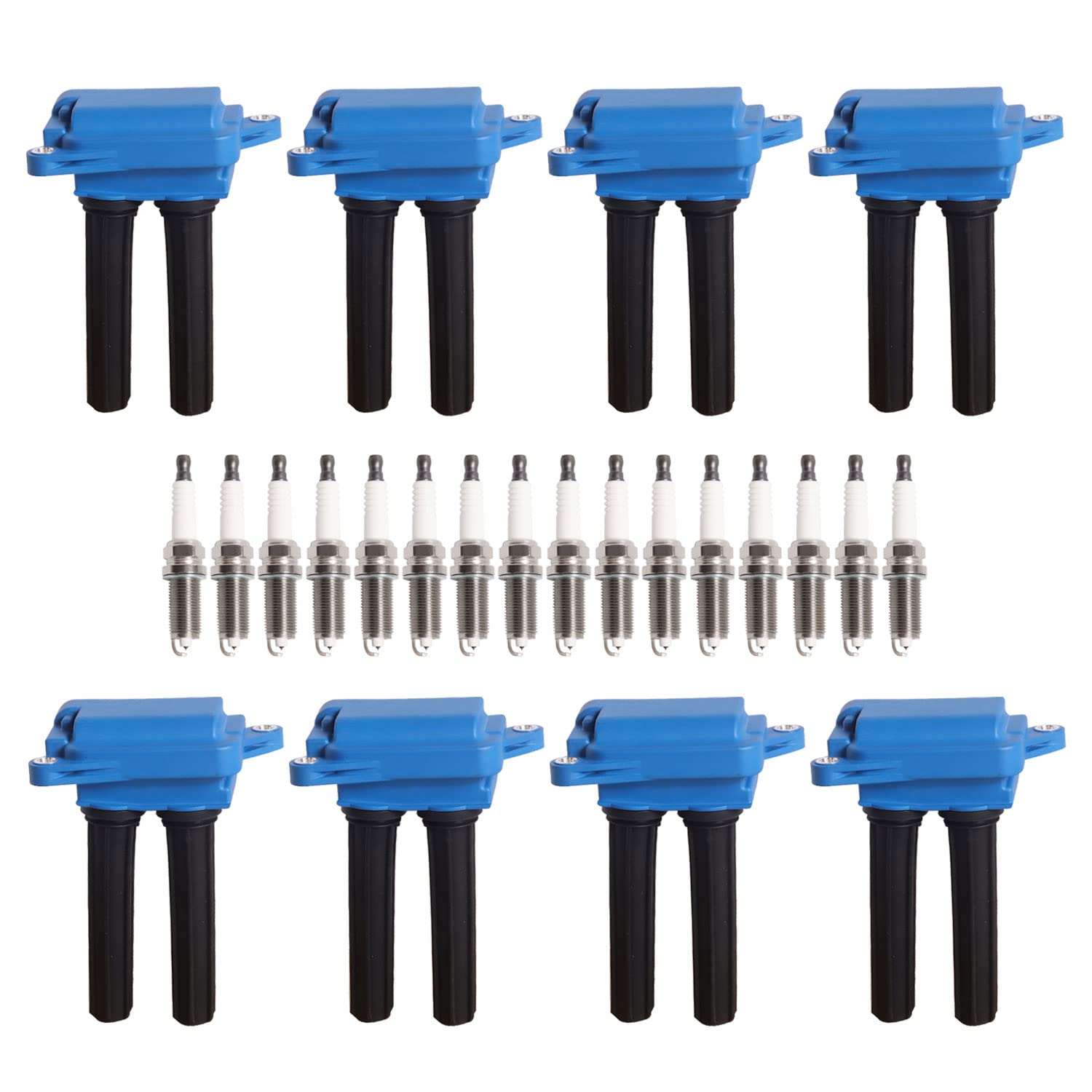 ENA Set of 8 Blue Ignition Coil Pack with 16 Iridium Spark Plug Compatible with Ram Dodge Jeep 300 Aspen Challenger Charger Dura