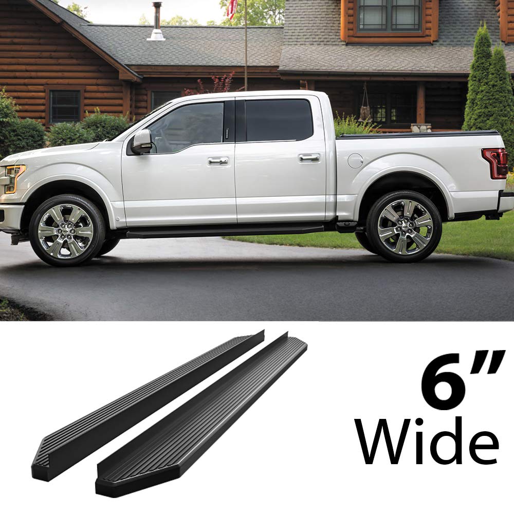 HD Ridez Nerf Bars - Flat Style Running Board, 6" Black Stainless Steel, Compatible with Ford F150 2015-2024 & F-250/F-350 Super Duty