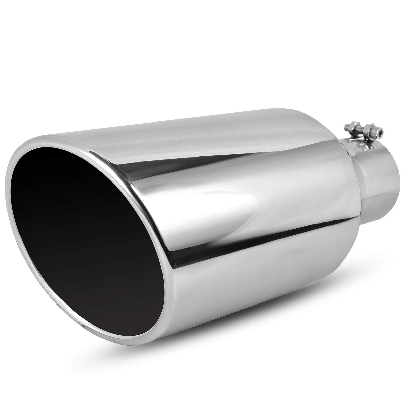 AUTOSAVER88 Exhaust Tip, 3" Inlet 6" Outlet 15" Long, Silver Stainless Steel Tailpipe, Model JBBU5EuiP0