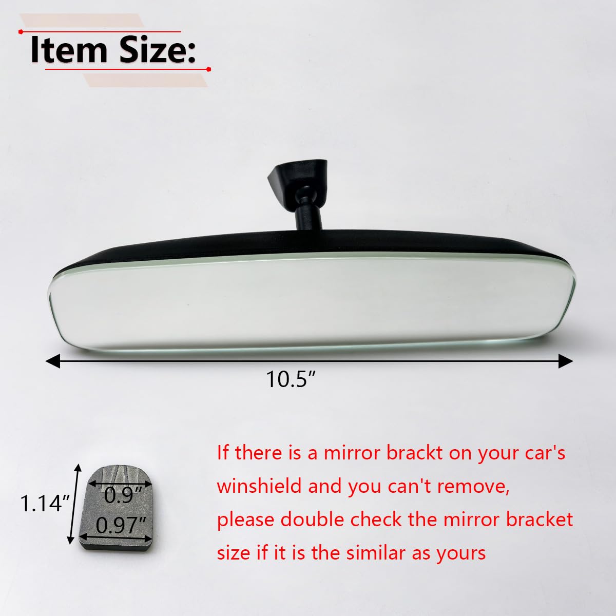 RLB-HILON 10.5    Frameless Rear View Mirror, Universal Fit Type, Compatible with Jeep Kia Hyundai Nissan Toyota Ford Honda And