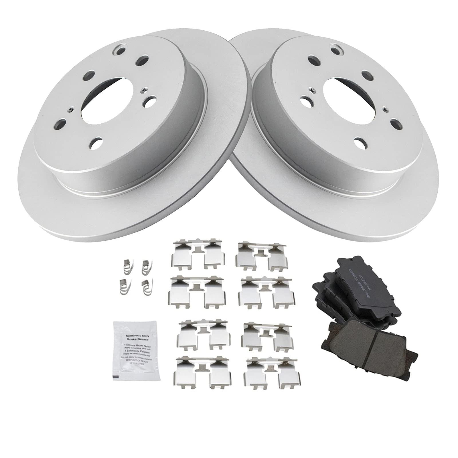 Trq Rear Brake Pad & Rotor Kit Brake Pads Brake Rotor Ceramic Solid Premium G-Coated Compatible With 2010-2012 Lexus Hs250H 2006