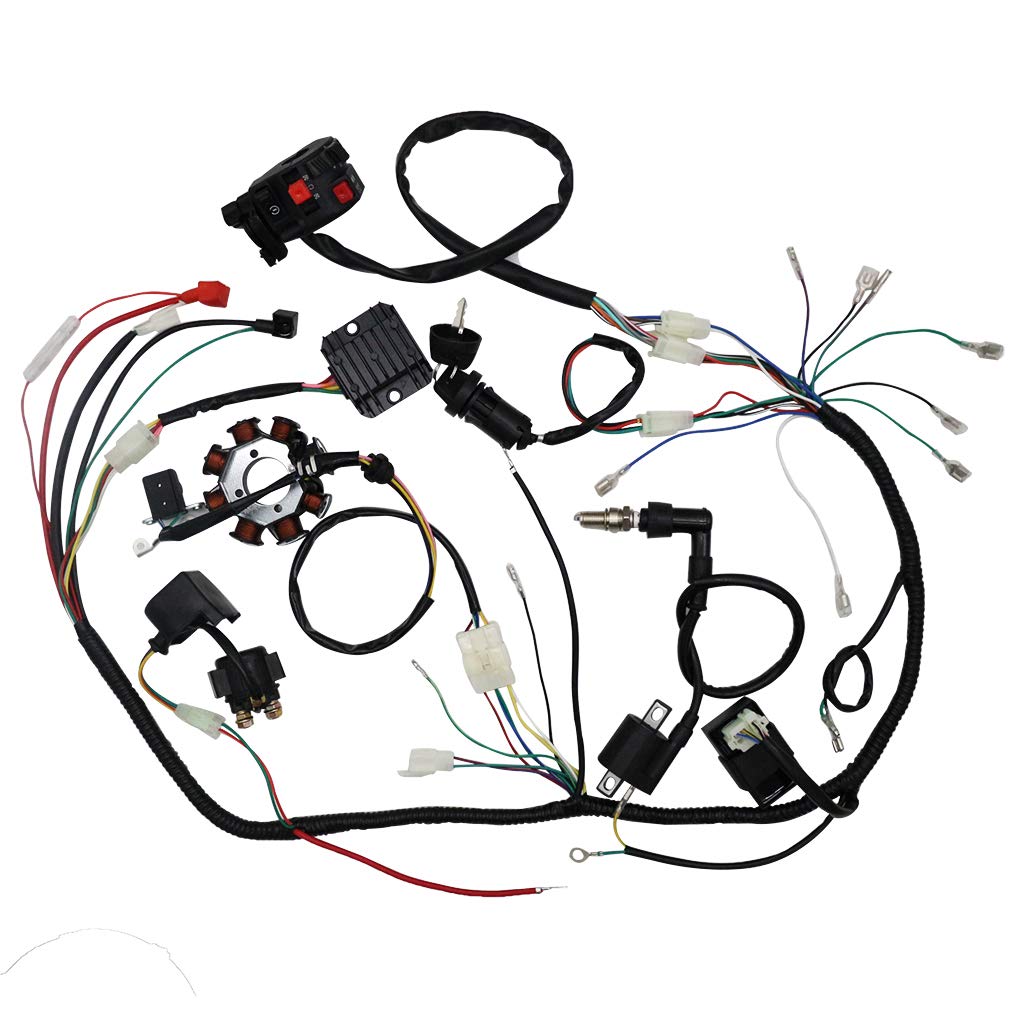 OTOHANS AUTOMOTIVE Electrically Complete Stator Coil CDI Wiring Harness, Full Copper Wire, 4-Stroke ATV QUAD 150cc-300cc, Black