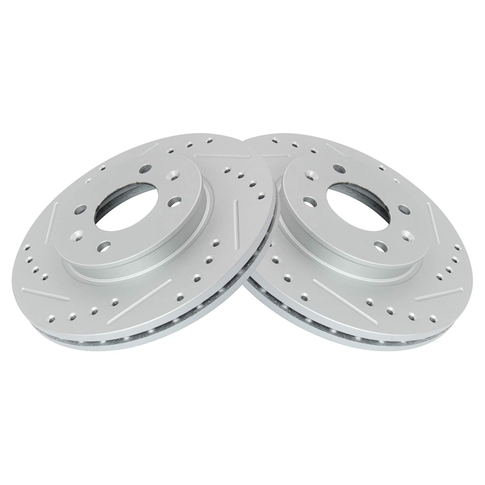 Trq Front Performance Brake Rotors Set Premium G-Coated Cross Drilled & Slotted Compatible With 2012-2017 Hyundai Accent 2012-20