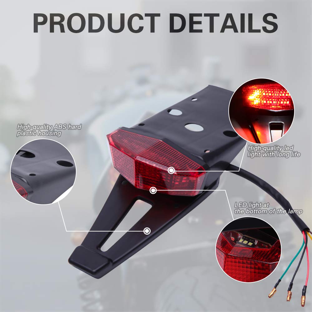 Rich Choices Rear Fender Mount Red Led Tail Light Brake Lamp Turn Signals License Plate Stop Light For Custom Off-Road Motorcycl