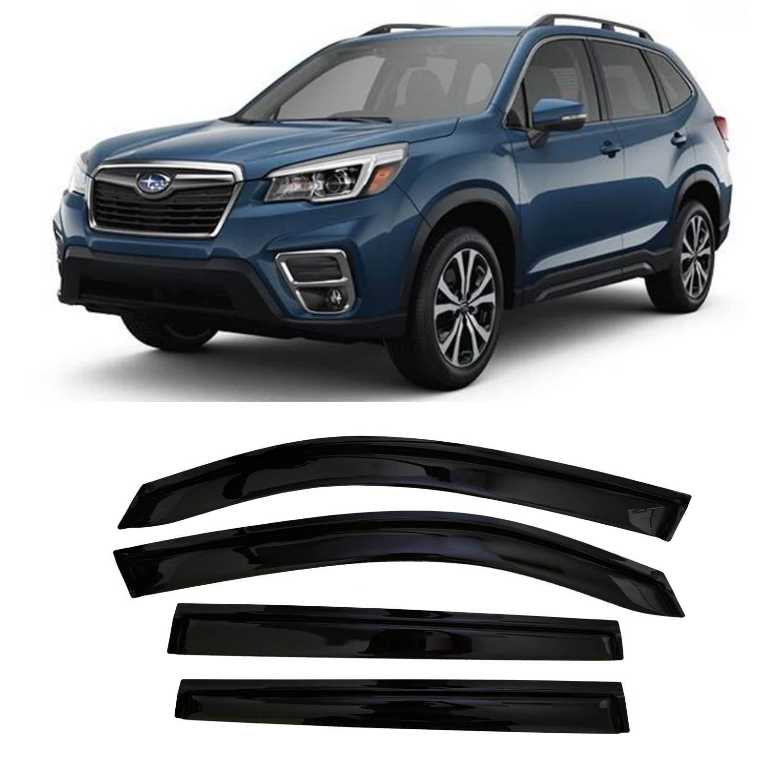 2019-2024 Tape-On Side Window Visor Deflectors For Subaru Forester Rain Guards Sk Premium Sport Limited Touring Smoke Tinted Pro