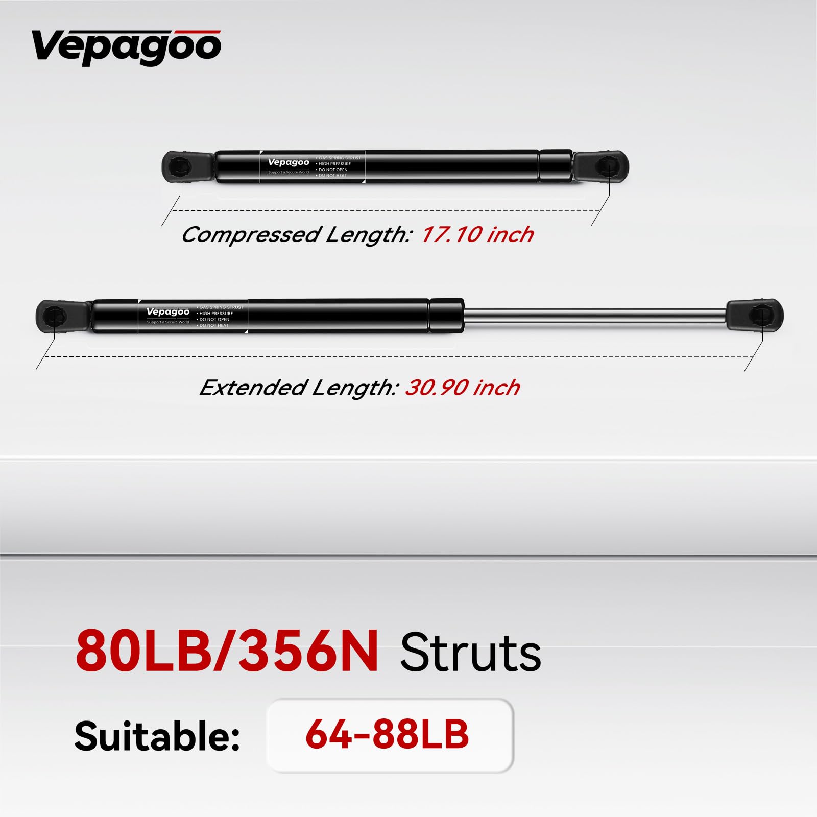 Vepagoo Ml2880 30.9 Inch 80Lb/356N Gas Strut Shock Lift Support Replacement For Truck Bed Cover Undercover Topper Pickup Tonneau