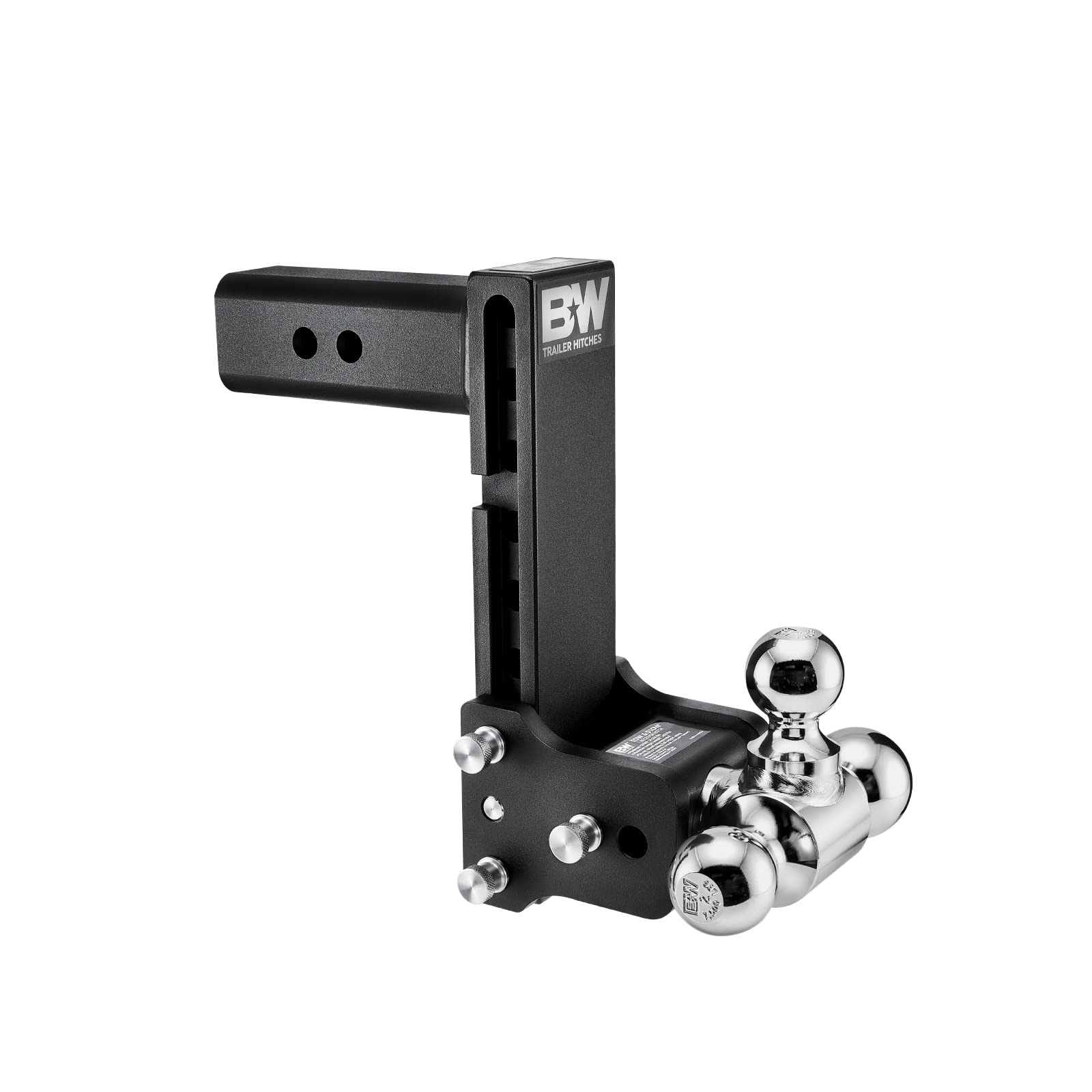 B&W Trailer Hitches Tow & Stow Adjustable Trailer Hitch Ball Mount - Fits 2.5 Receiver, Tri-Ball (1-7/8 x 2 x 2-5/16), 8.5 Drop,