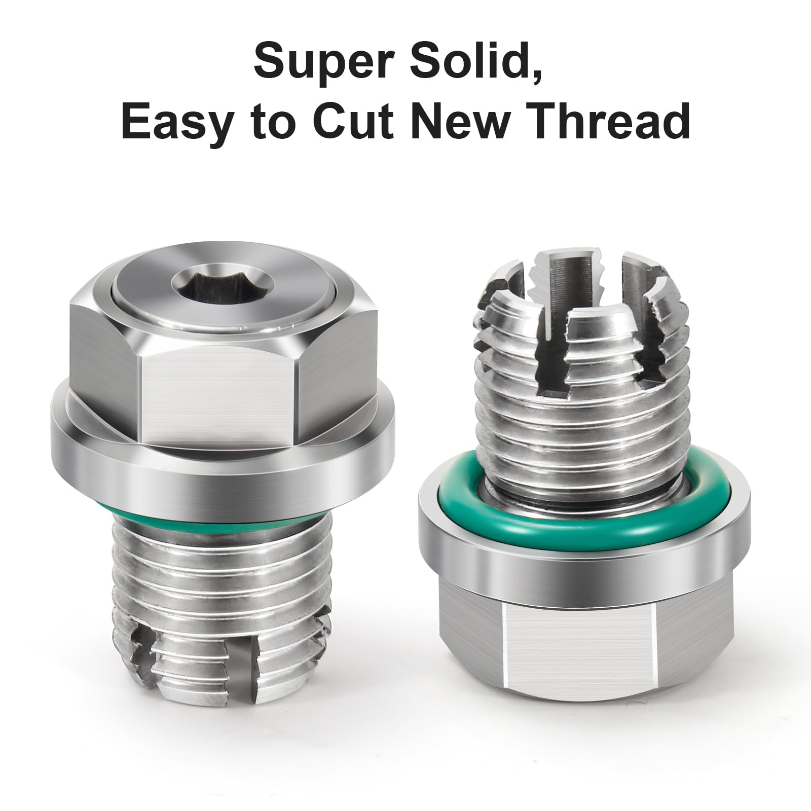 M12.1-1.5 X 15Mm Oversize Piggyback Oil Drain Plug, Stainless Steel Self Tapping Oil Pan Thread Repair Kit