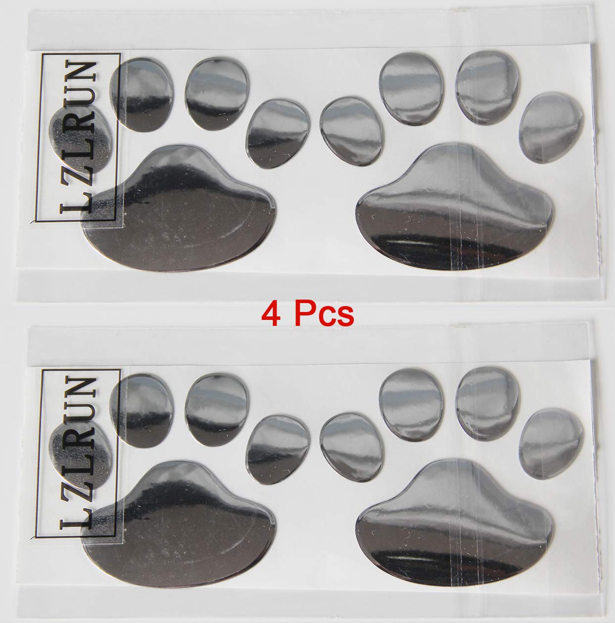 Lzlrun 3D Dog Paw Footprint Sticker Decal Auto Car Emblem Decal Decoration (Silver)