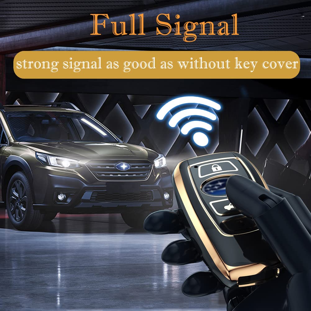 Cacacar For Subaru Forester Outback Key Fob Cover With Keychain, For Forester Outback Brz Legacy Crosstrek Premium Soft Tpu 360
