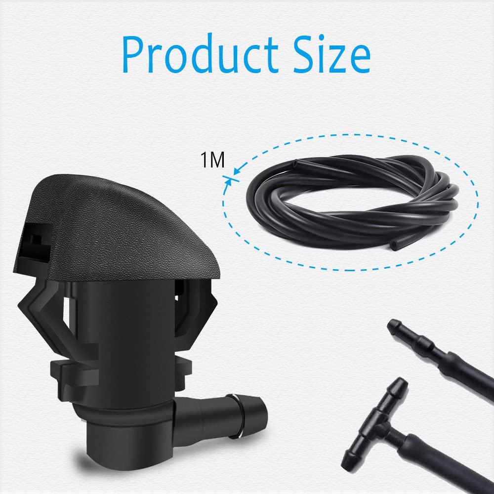 Windshield Washer Nozzles Kit, Front Windshield Spray Nozzles Wiper Spray Washer Jet And Fluid Hose With Connectors For Honda Pi