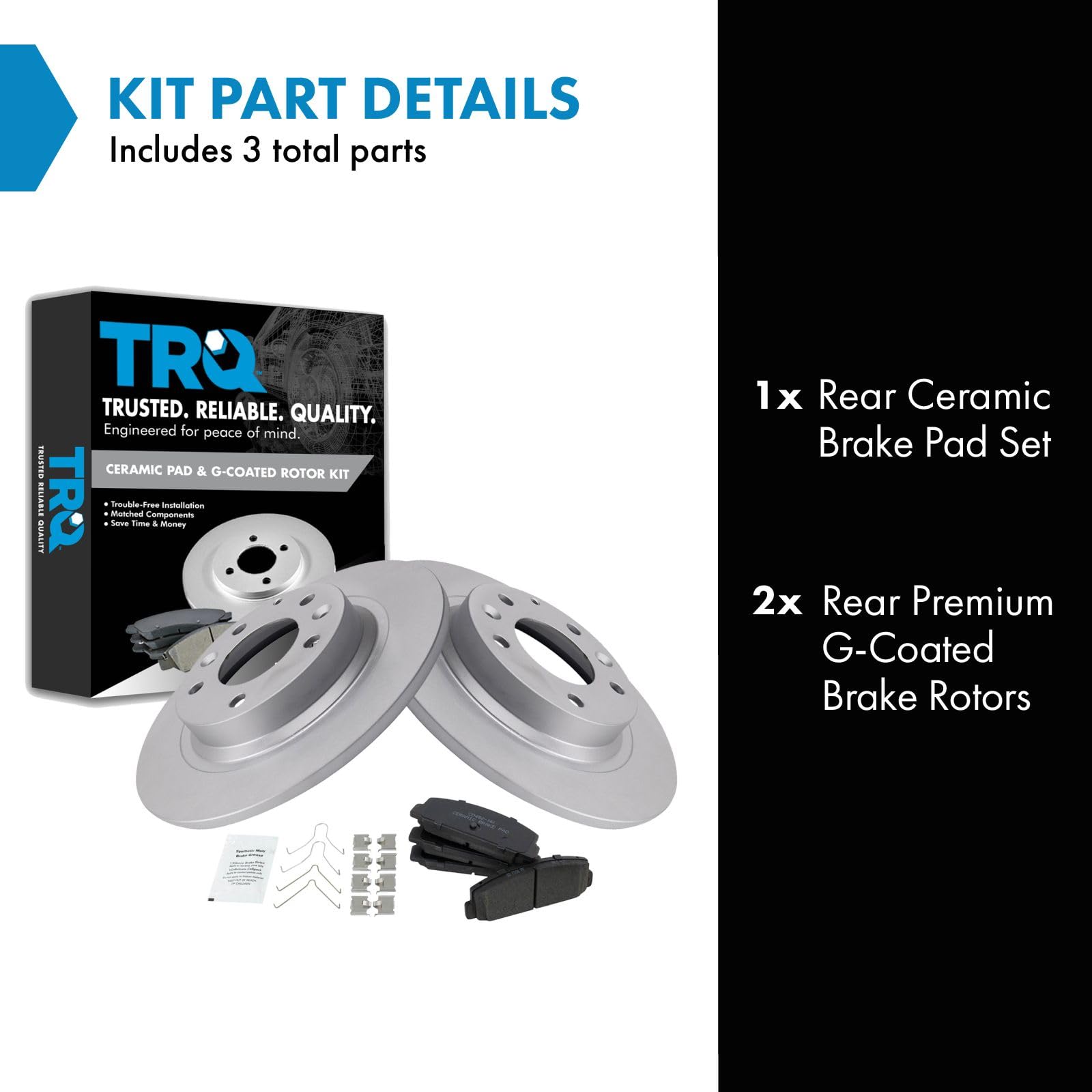 Trq Rear Brake Pad & Rotor Kit Brake Pads Brake Rotor Ceramic Premium G-Coated Compatible With 2003-2005 Mazda 6 2003 Protege